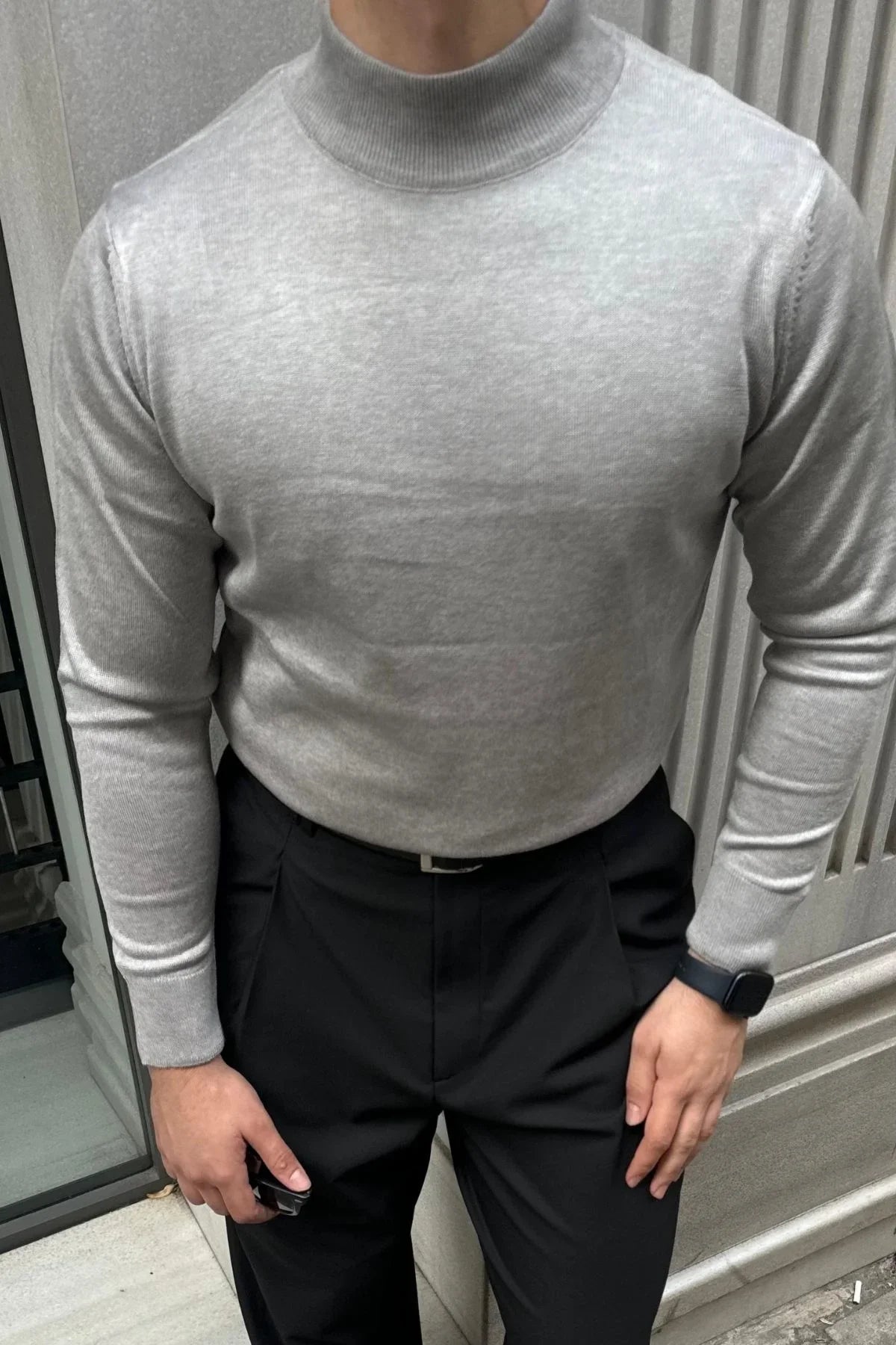 erkek-standart-fit-normal-kesim-yarim-balikci-bogazli-yaka-triko-kazak-20083 - Livio Ferri