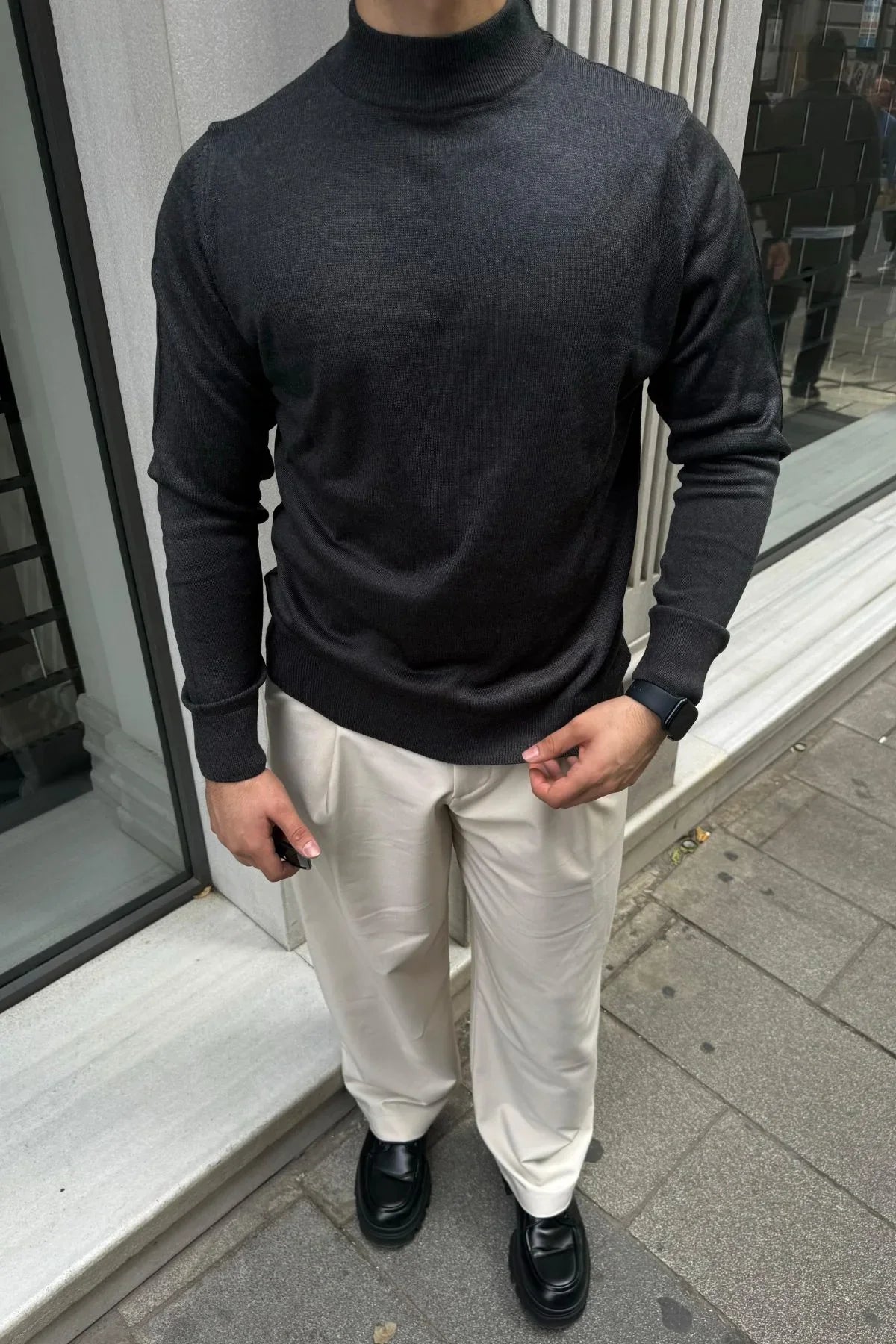 erkek-standart-fit-normal-kesim-yarim-balikci-bogazli-yaka-triko-kazak-20084 - Livio Ferri