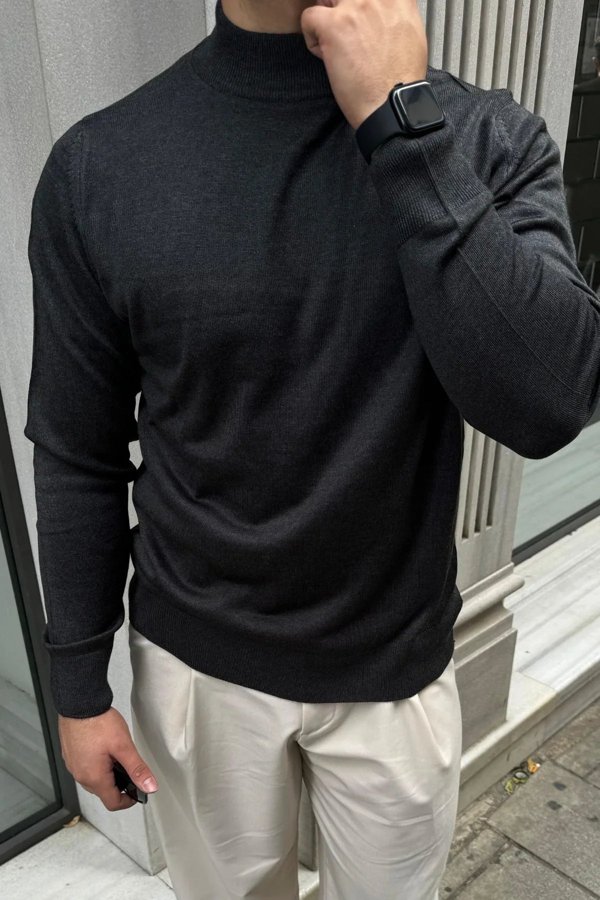 Erkek Standart Fit Normal Kesim Yarım Balıkçı Yaka Triko Kazak - Livio Ferri