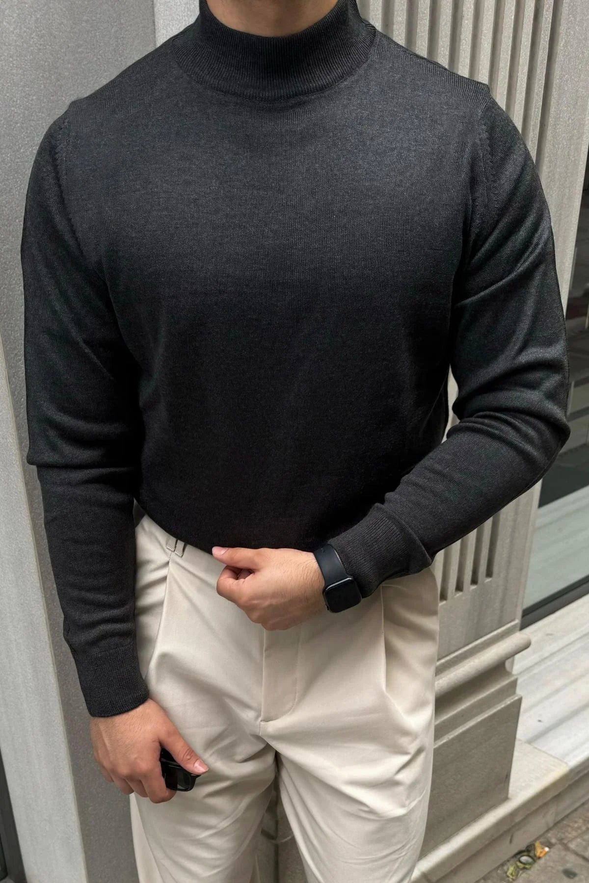 Erkek Standart Fit Normal Kesim Yarım Balıkçı Yaka Triko Kazak - Livio Ferri