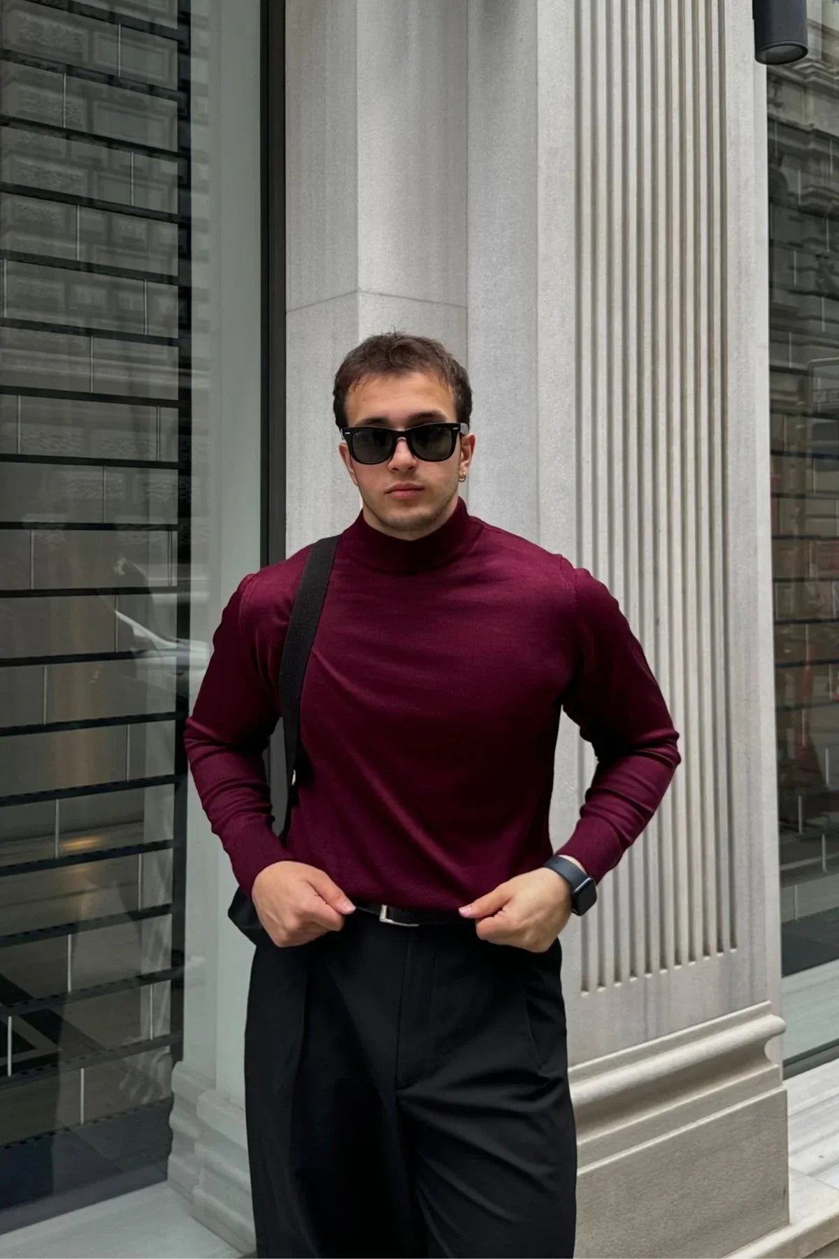 erkek-standart-fit-normal-kesim-yarim-balikci-bogazli-yaka-triko-kazak-20089 - Livio Ferri