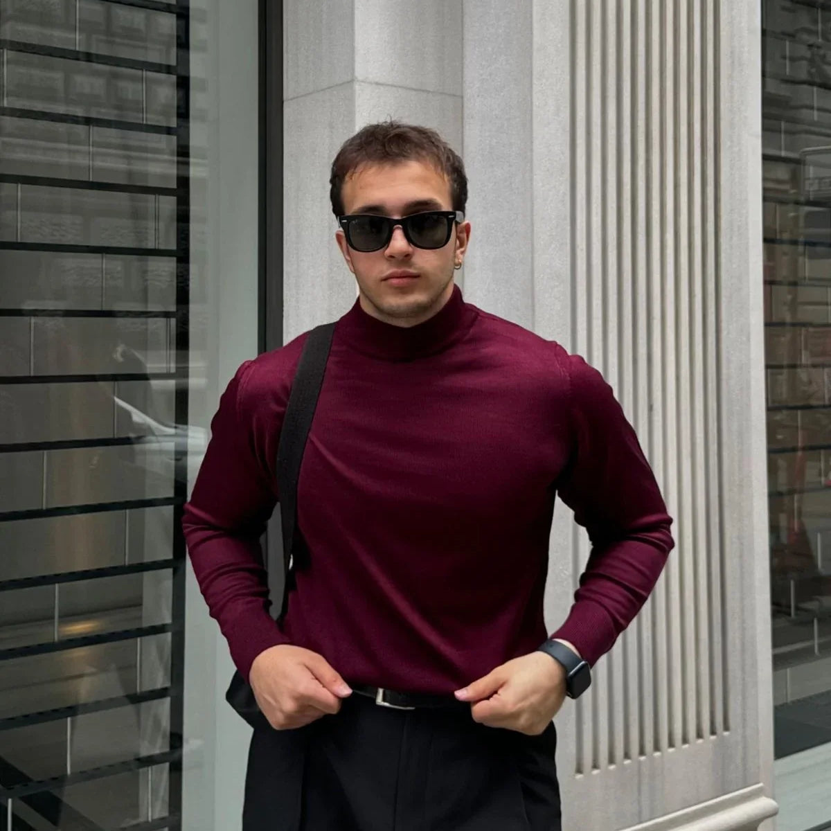 Erkek Standart Fit Normal Kesim Yarım Balıkçı Yaka Triko Kazak