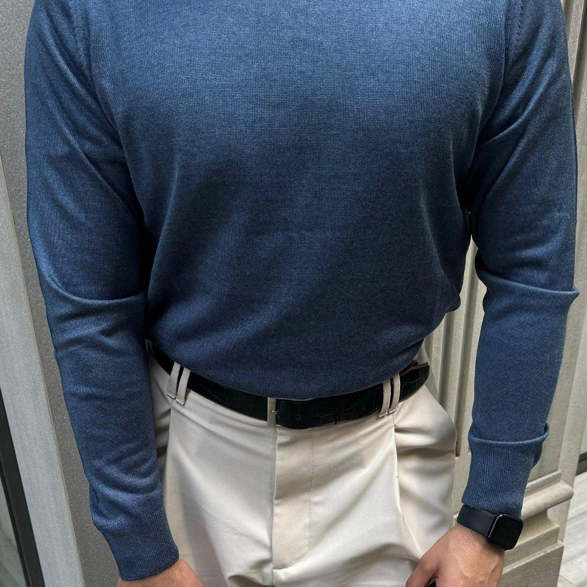 Erkek Standart Fit Normal Kesim Yarım Balıkçı Yaka Triko Kazak - Livio Ferri