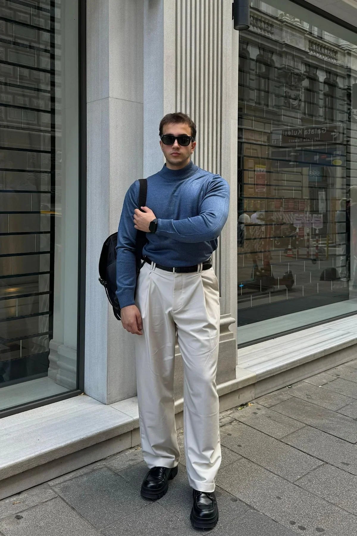 Erkek Standart Fit Normal Kesim Yarım Balıkçı Yaka Triko Kazak - Livio Ferri