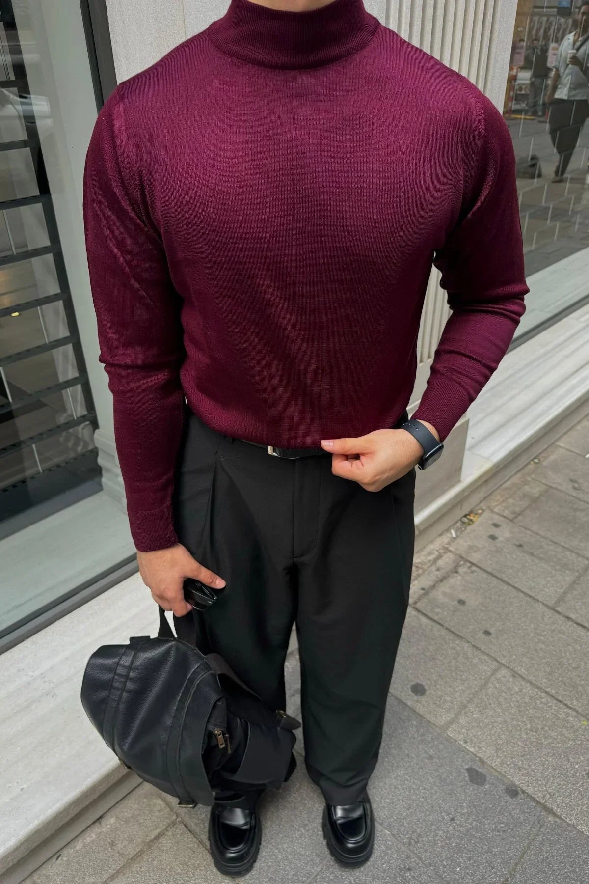 Erkek Standart Fit Normal Kesim Yarım Balıkçı Yaka Triko Kazak - Livio Ferri