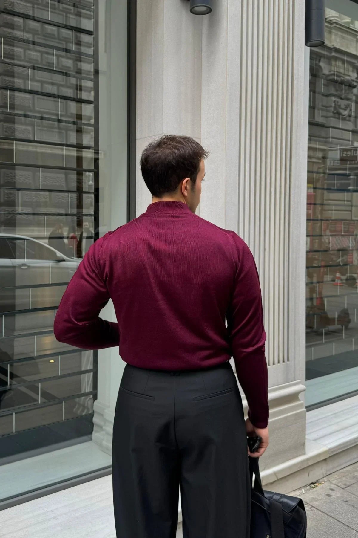 erkek-standart-fit-normal-kesim-yarim-balikci-bogazli-yaka-triko-kazak-20098 - Livio Ferri