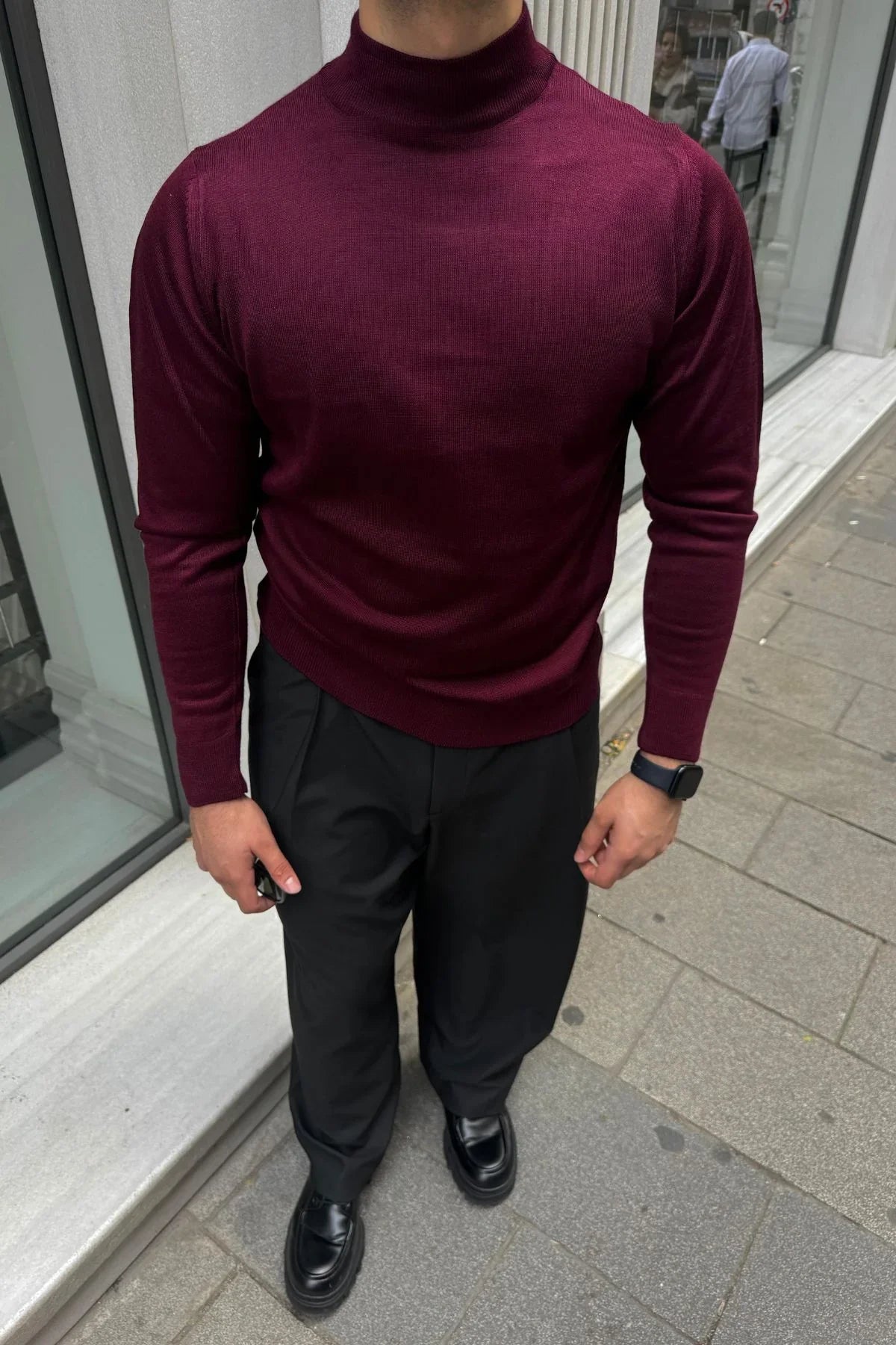 Erkek Standart Fit Normal Kesim Yarım Balıkçı Yaka Triko Kazak - Livio Ferri