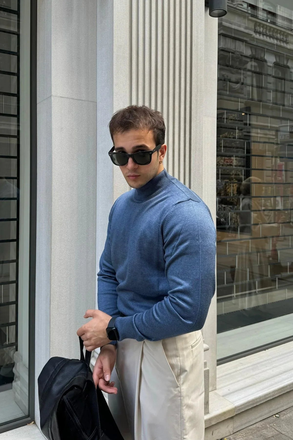 Erkek Standart Fit Normal Kesim Yarım Balıkçı Yaka Triko Kazak - Livio Ferri