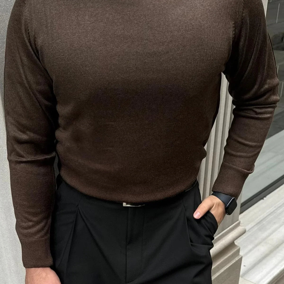 Erkek Standart Fit Normal Kesim Yarım Balıkçı Yaka Triko Kazak - Livio Ferri