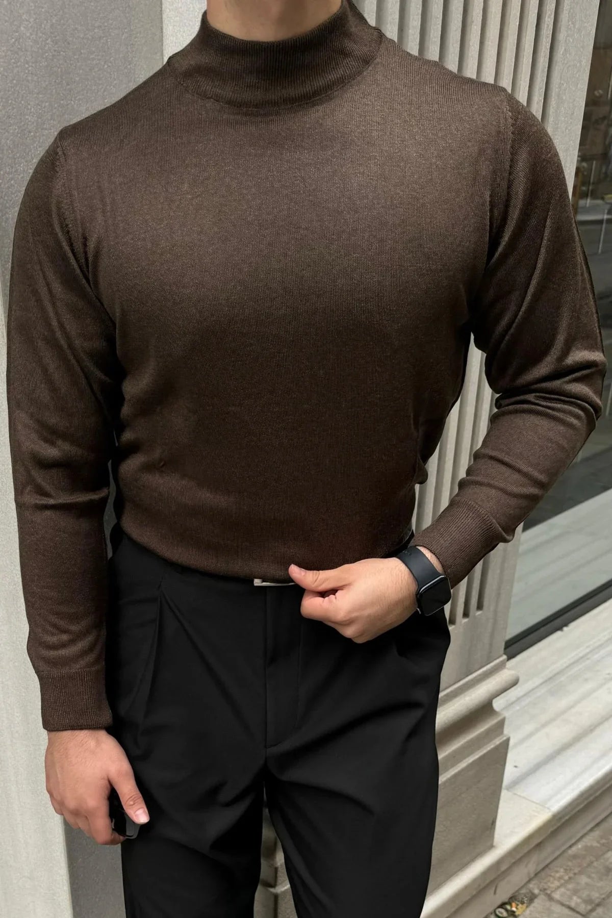 Erkek Standart Fit Normal Kesim Yarım Balıkçı Yaka Triko Kazak - Livio Ferri