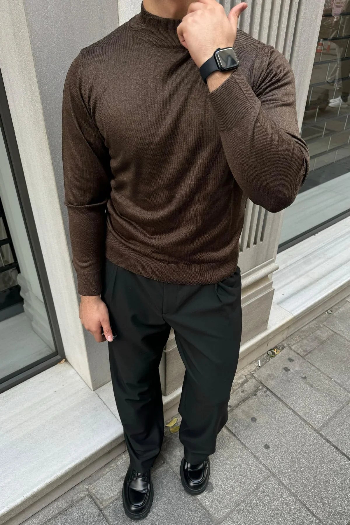 Erkek Standart Fit Normal Kesim Yarım Balıkçı Yaka Triko Kazak - Livio Ferri