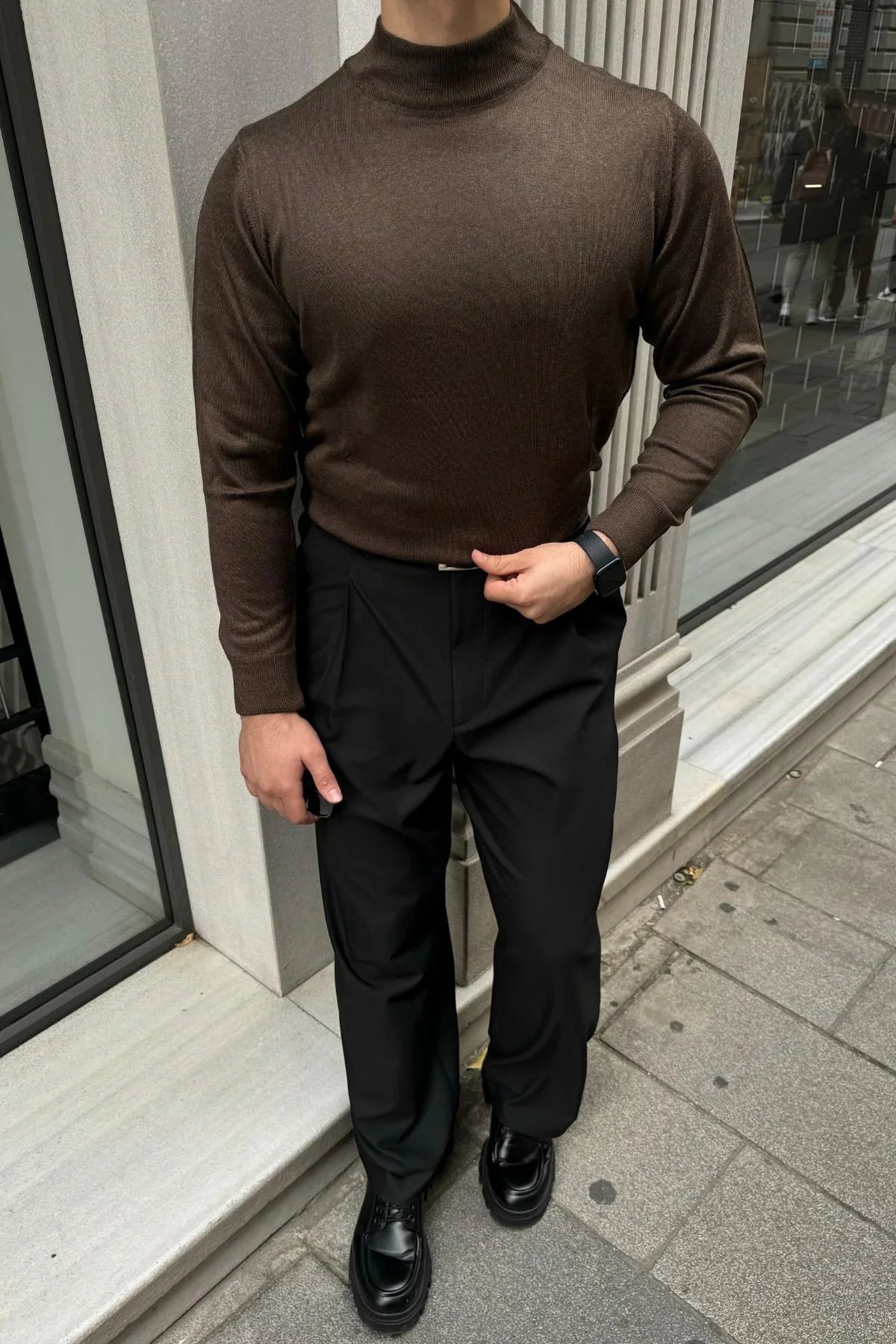 Erkek Standart Fit Normal Kesim Yarım Balıkçı Yaka Triko Kazak - Livio Ferri