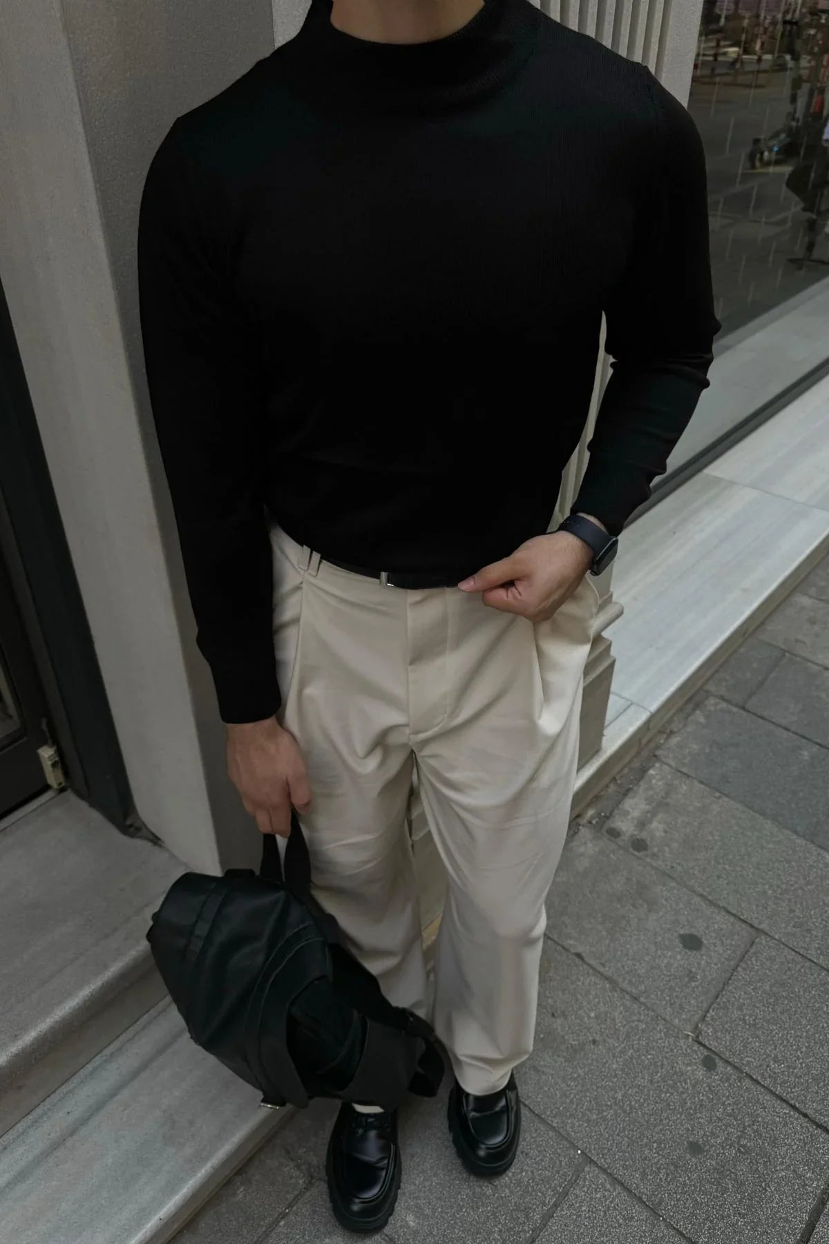 erkek-standart-fit-normal-kesim-yarim-balikci-bogazli-yaka-triko-kazak-20107 - Livio Ferri