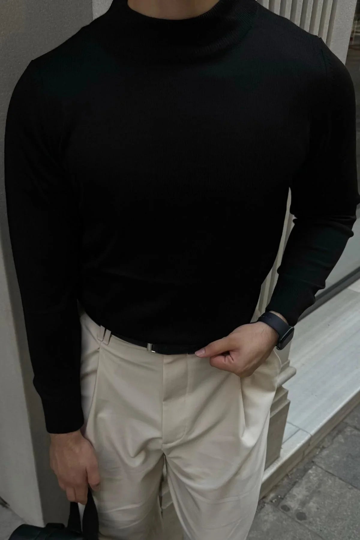 Erkek Standart Fit Normal Kesim Yarım Balıkçı Yaka Triko Kazak - Livio Ferri