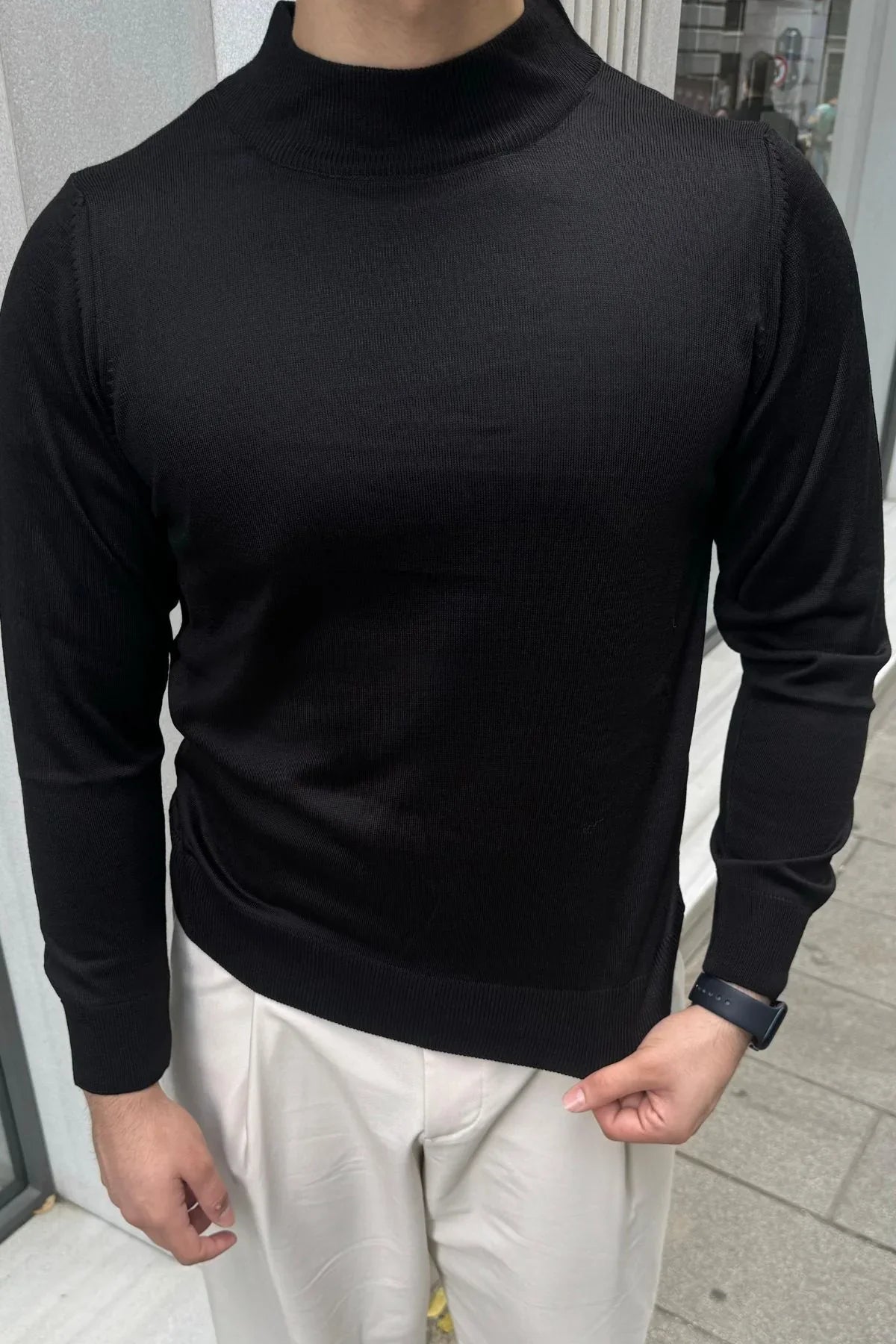 Erkek Standart Fit Normal Kesim Yarım Balıkçı Yaka Triko Kazak - Livio Ferri