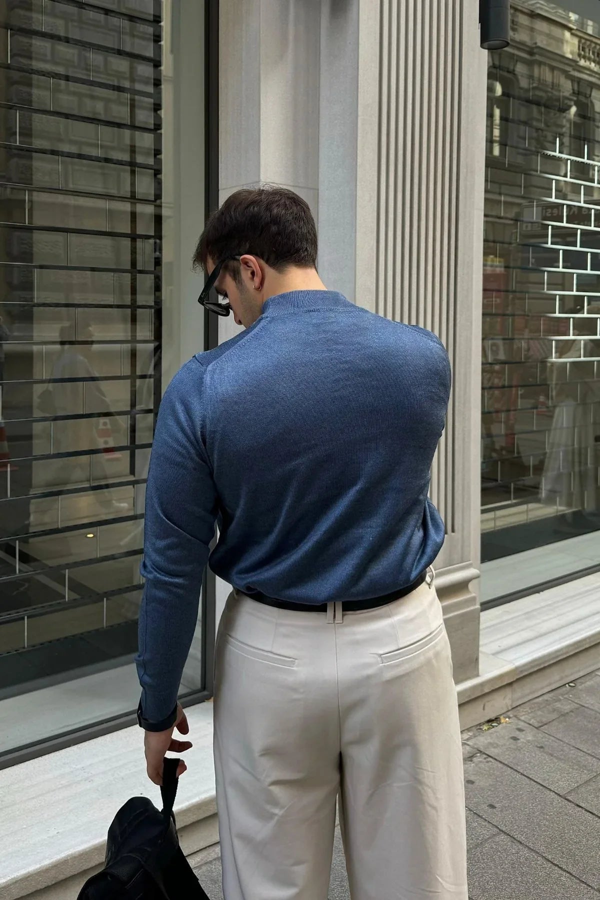 Erkek Standart Fit Normal Kesim Yarım Balıkçı Yaka Triko Kazak - Livio Ferri