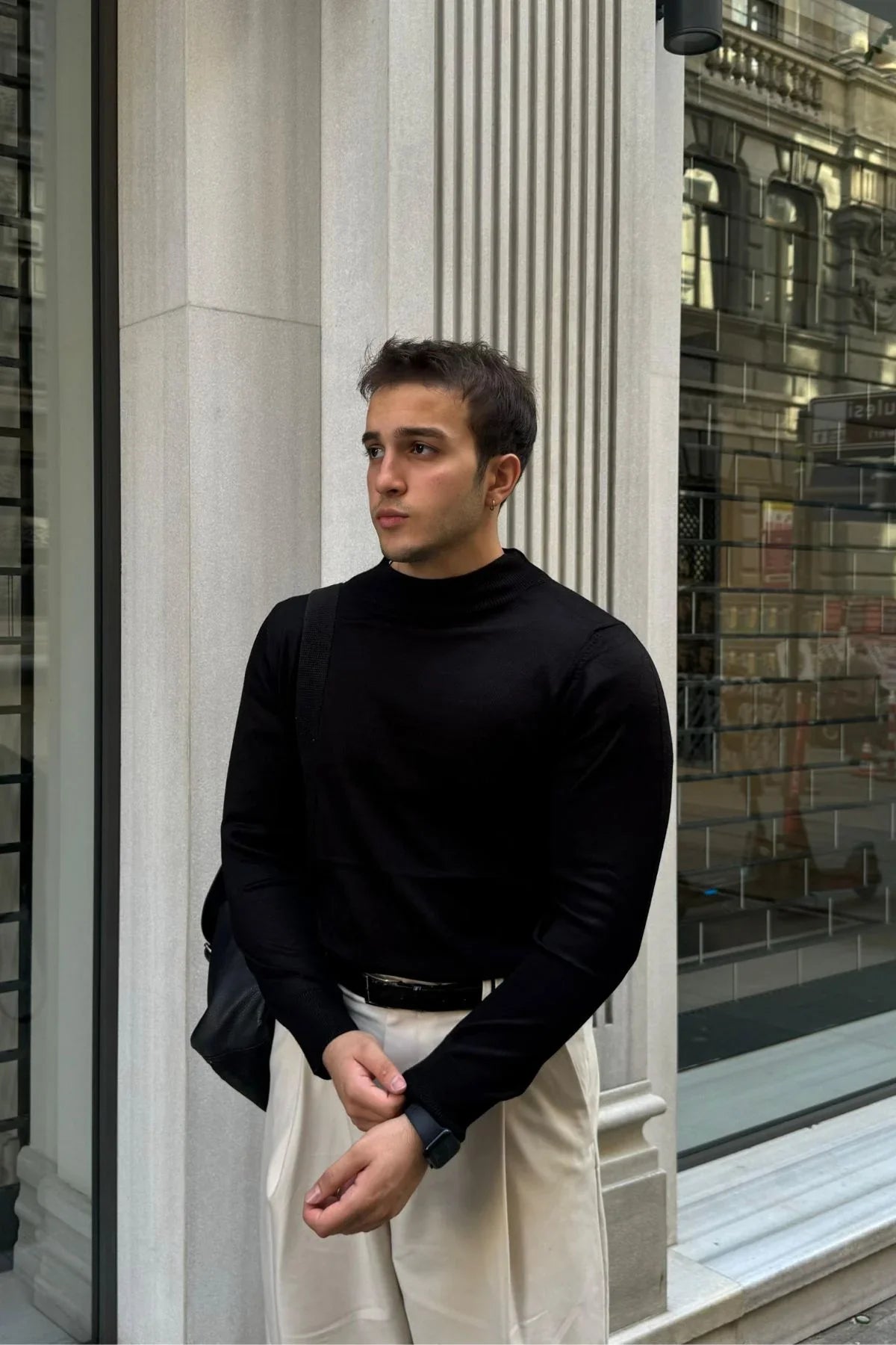 Erkek Standart Fit Normal Kesim Yarım Balıkçı Yaka Triko Kazak - Livio Ferri