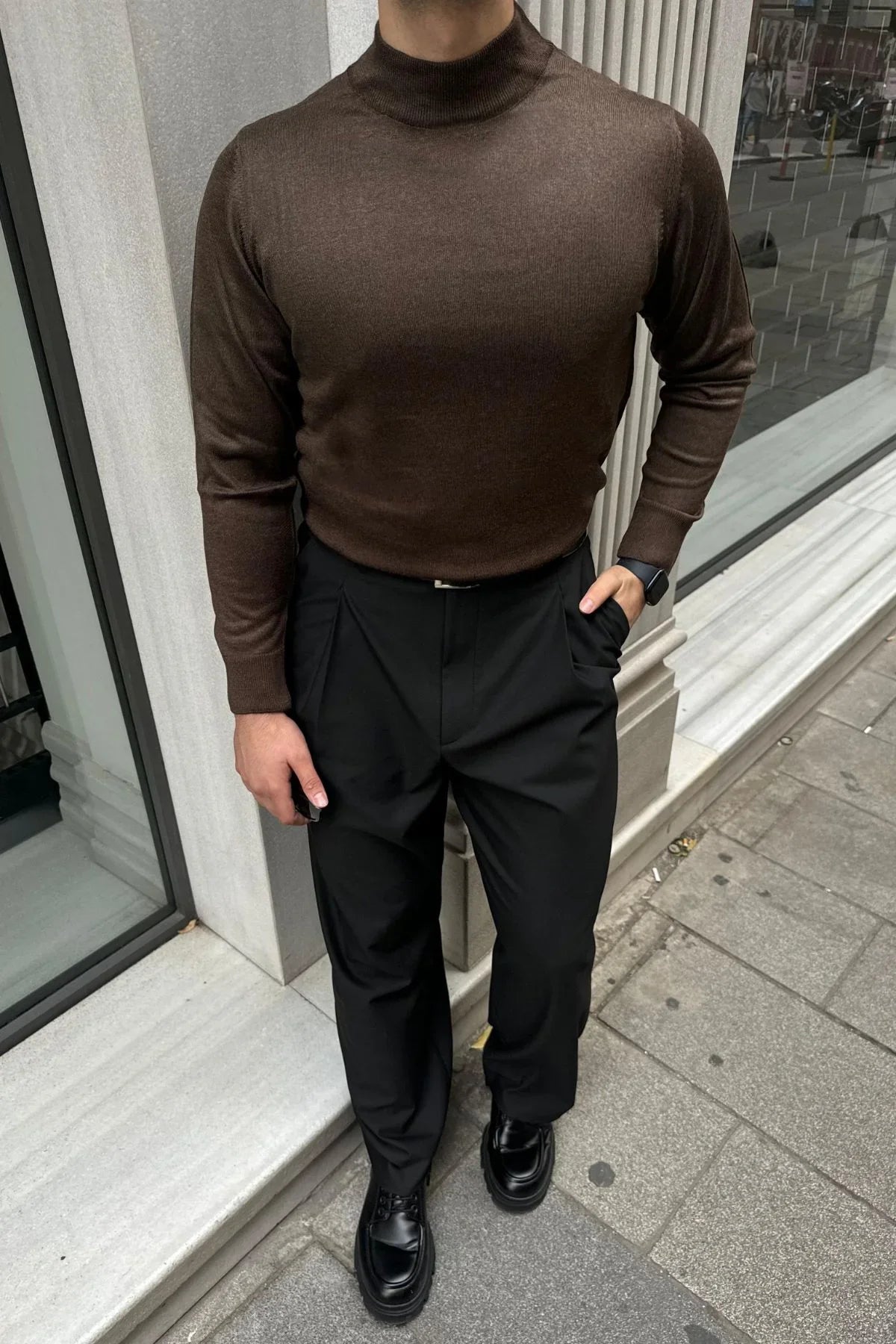 erkek-standart-fit-normal-kesim-yarim-balikci-bogazli-yaka-triko-kazak-20123 - Livio Ferri