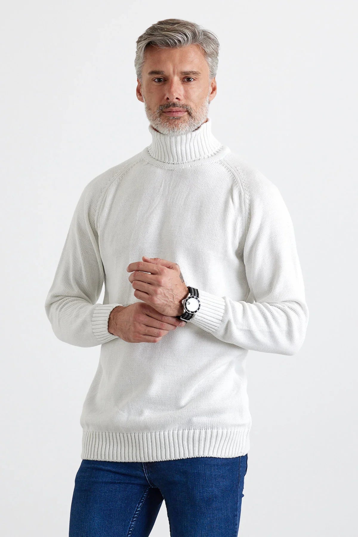 Erkek Tam Balıkçı Yaka Kalın İtalyan Kol Triko Kazak - Livio Ferri