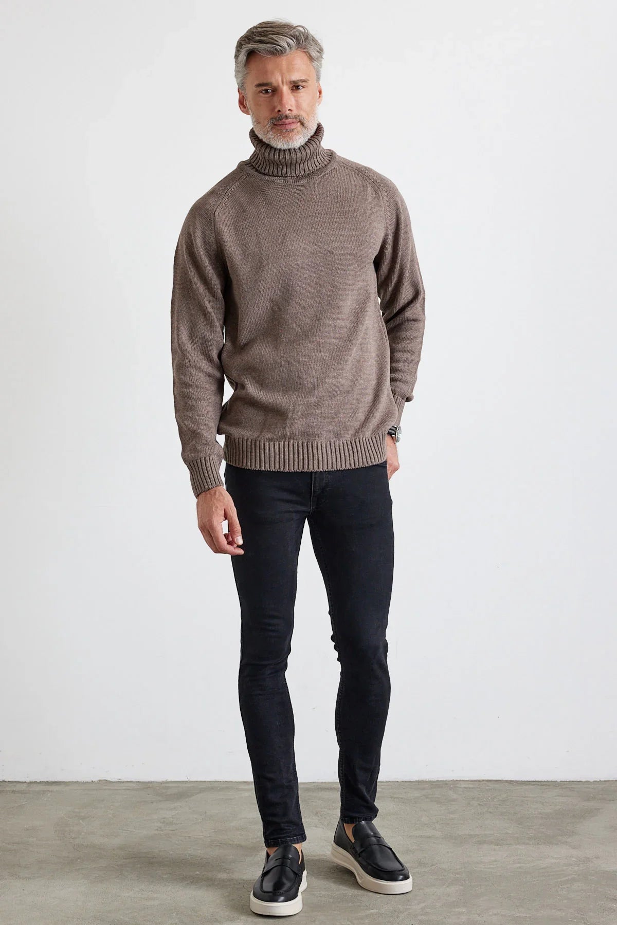 Erkek Tam Balıkçı Yaka Kalın İtalyan Kol Triko Kazak - Livio Ferri