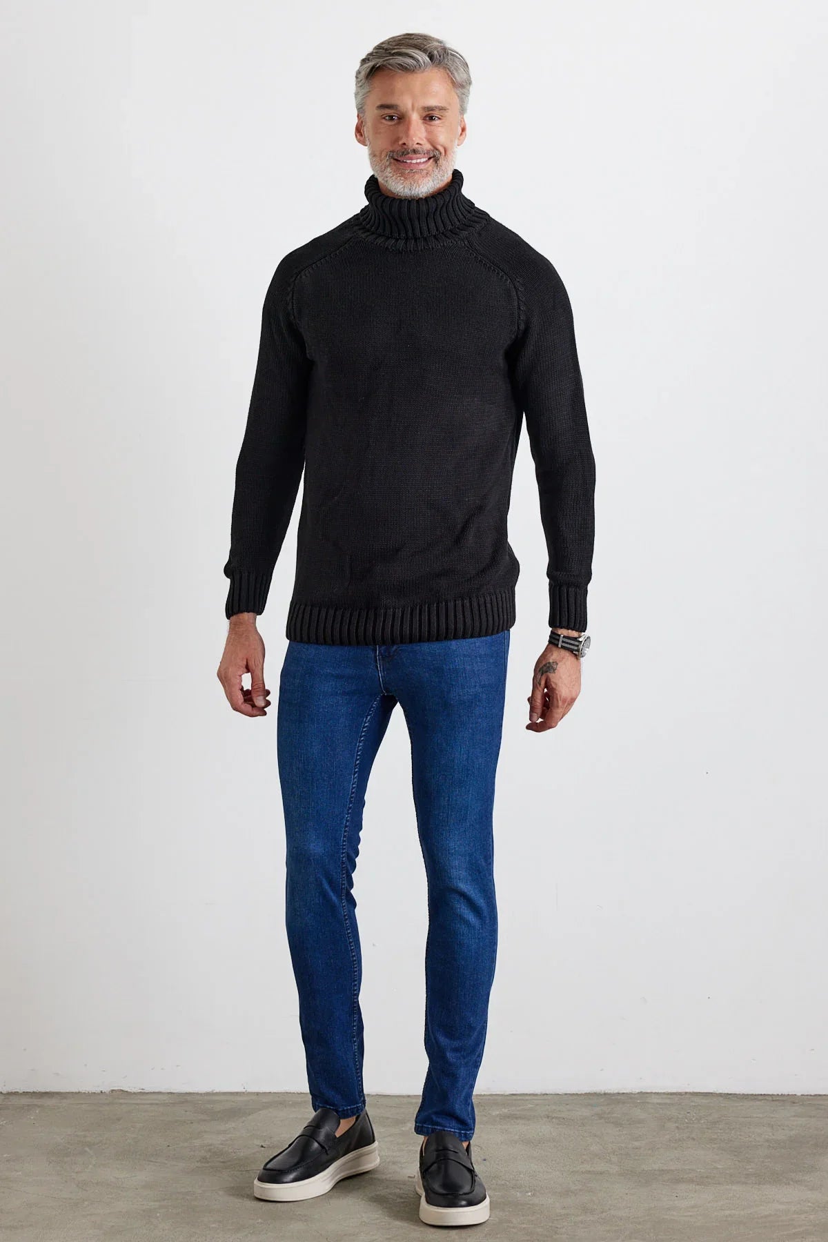 Erkek Tam Balıkçı Yaka Kalın İtalyan Kol Triko Kazak - Livio Ferri