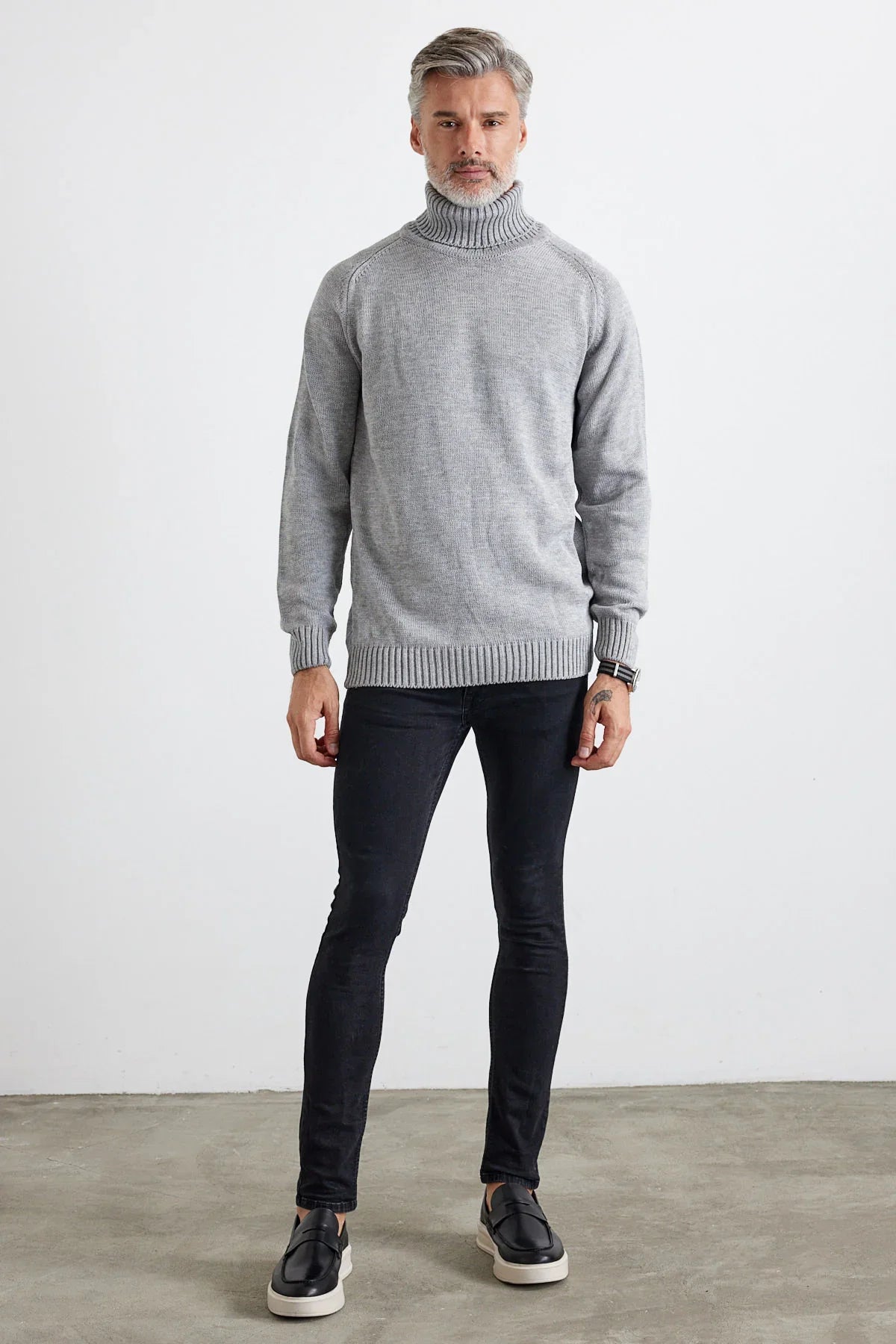 Erkek Tam Balıkçı Yaka Kalın İtalyan Kol Triko Kazak - Livio Ferri