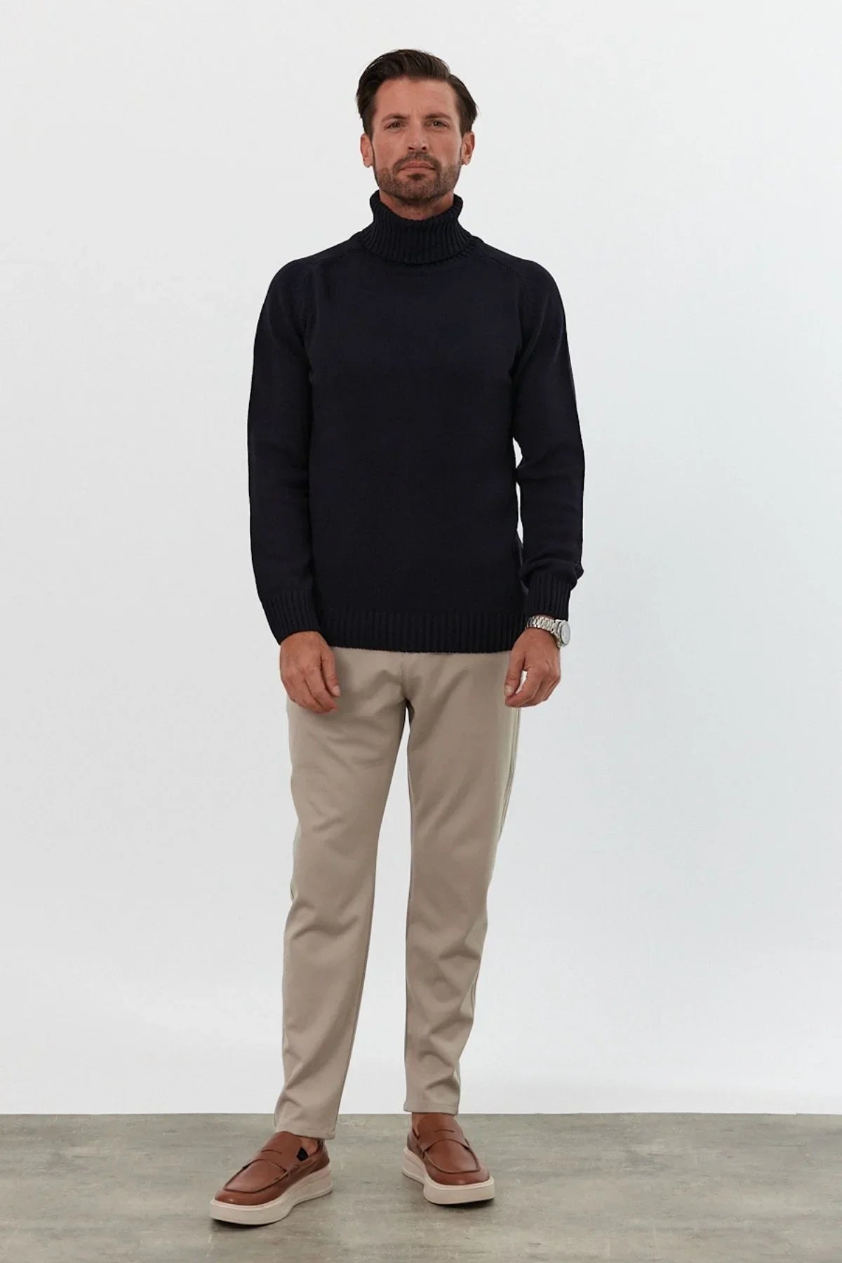 Erkek Tam Balıkçı Yaka Kalın İtalyan Kol Triko Kazak - Livio Ferri