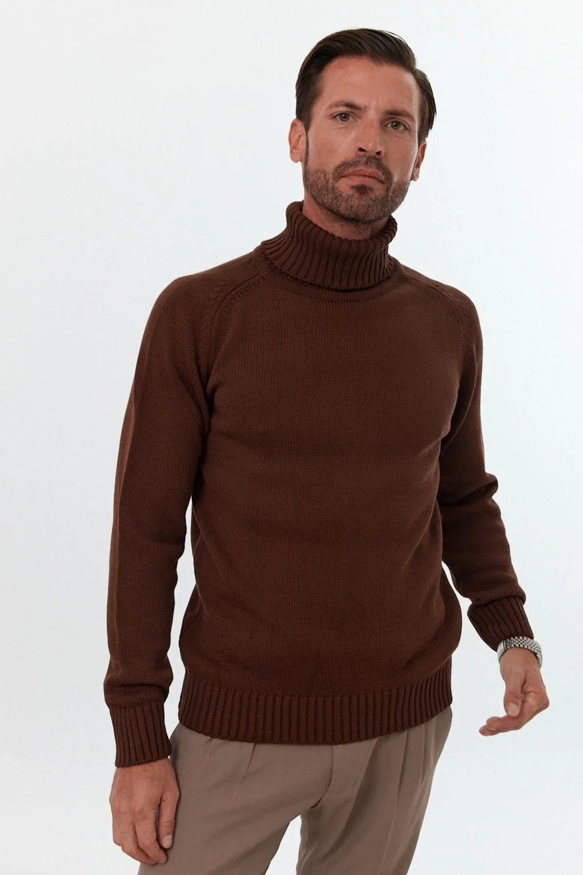 Erkek Tam Balıkçı Yaka Kalın İtalyan Kol Triko Kazak - Livio Ferri