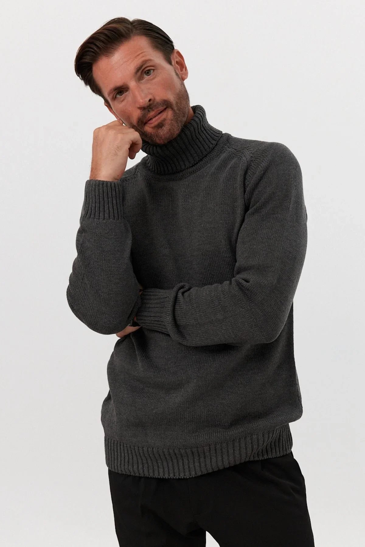 Erkek Tam Balıkçı Yaka Kalın İtalyan Kol Triko Kazak - Livio Ferri