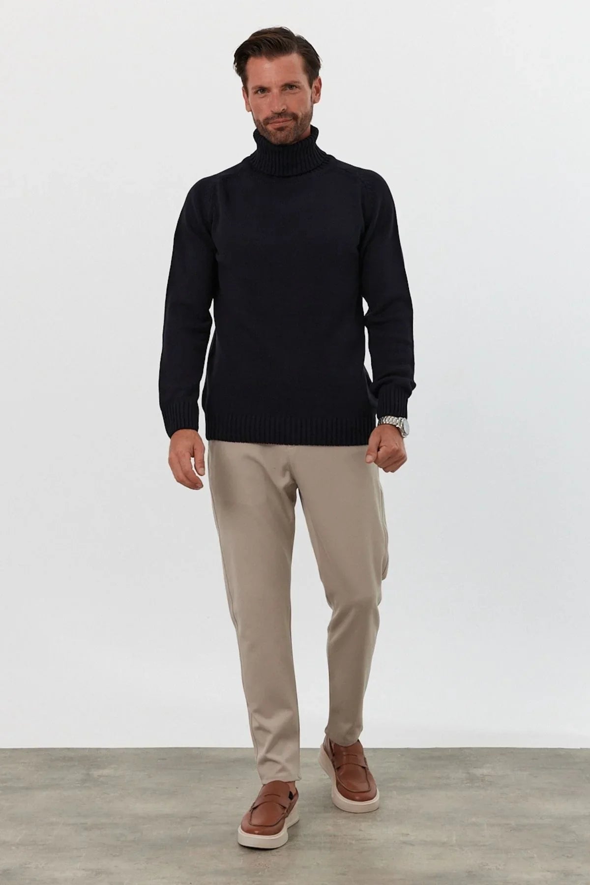 Erkek Tam Balıkçı Yaka Kalın İtalyan Kol Triko Kazak - Livio Ferri