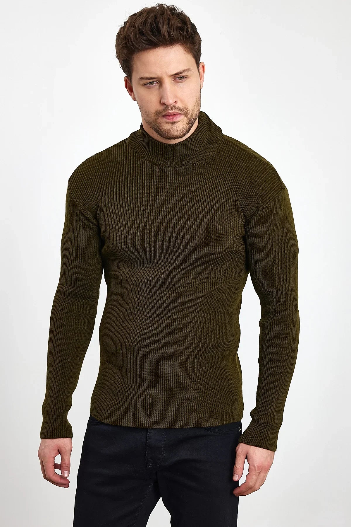 Erkek Yarım Boğazlı Balıkçı Yaka Slim Fit Triko Kazak - Livio Ferri