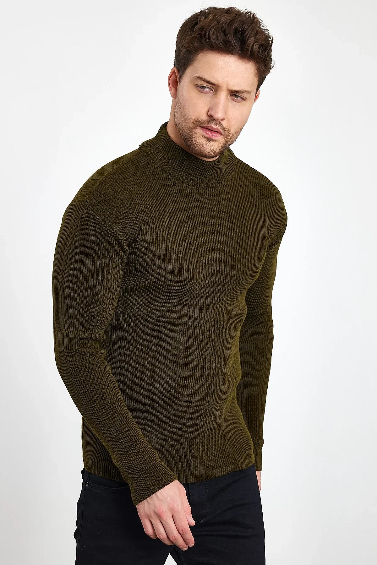 Erkek Yarım Boğazlı Balıkçı Yaka Slim Fit Triko Kazak - Livio Ferri