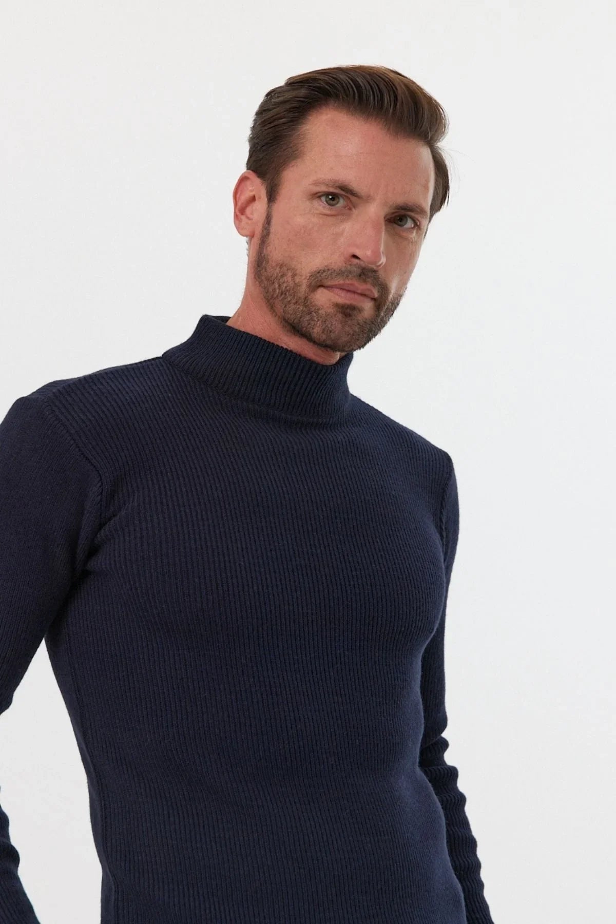 Erkek Yarım Boğazlı Balıkçı Yaka Slim Fit Triko Kazak - Livio Ferri