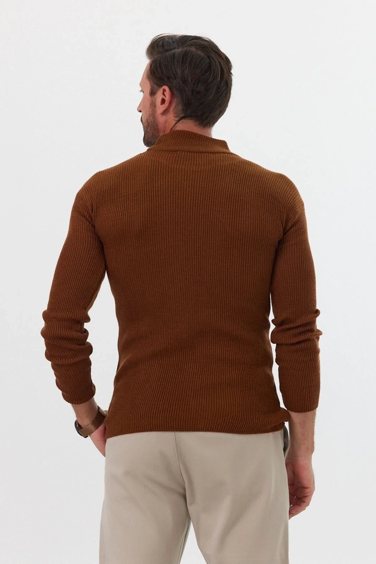 Erkek Yarım Boğazlı Balıkçı Yaka Slim Fit Triko Kazak - Livio Ferri