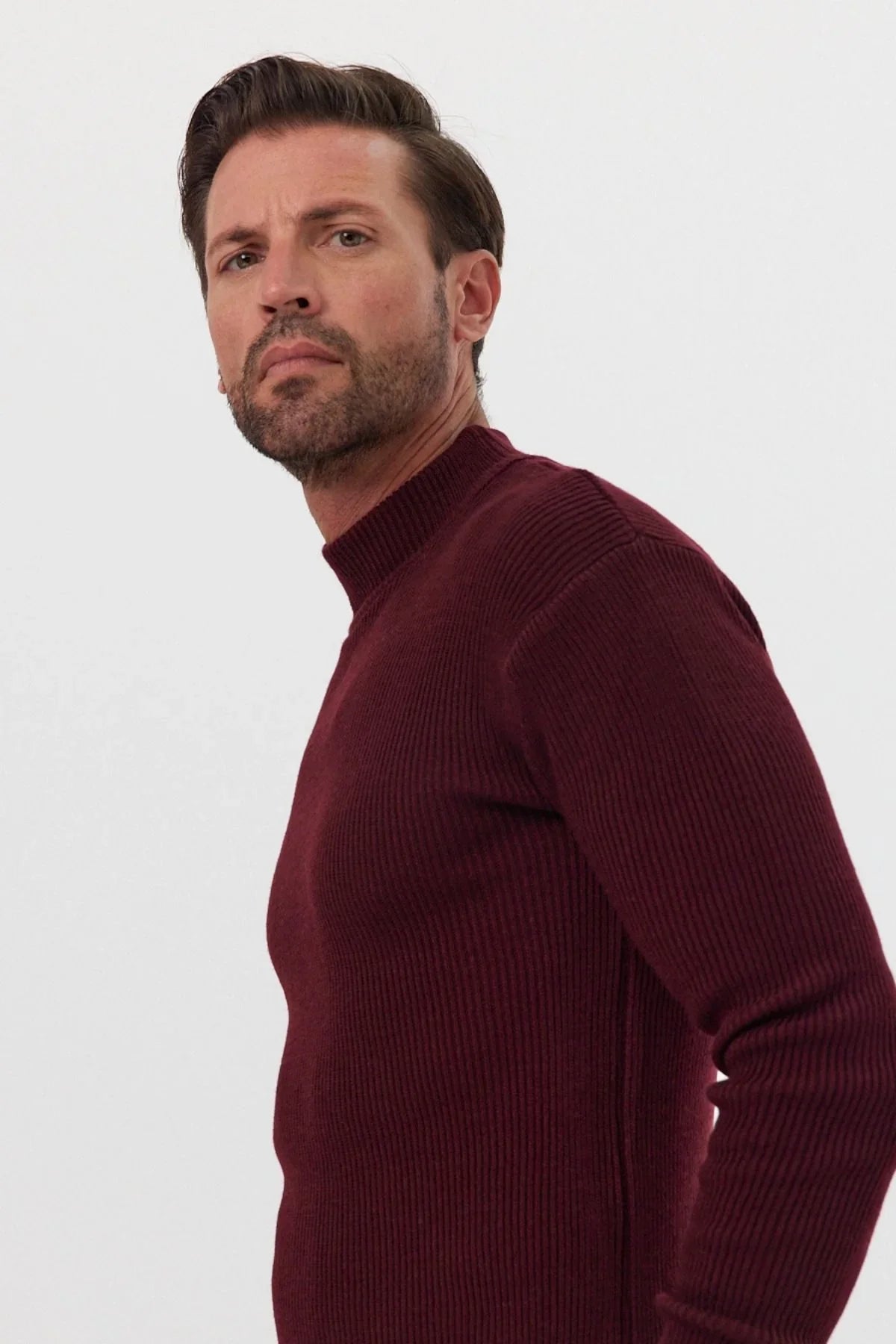 Erkek Yarım Boğazlı Balıkçı Yaka Slim Fit Triko Kazak - Livio Ferri