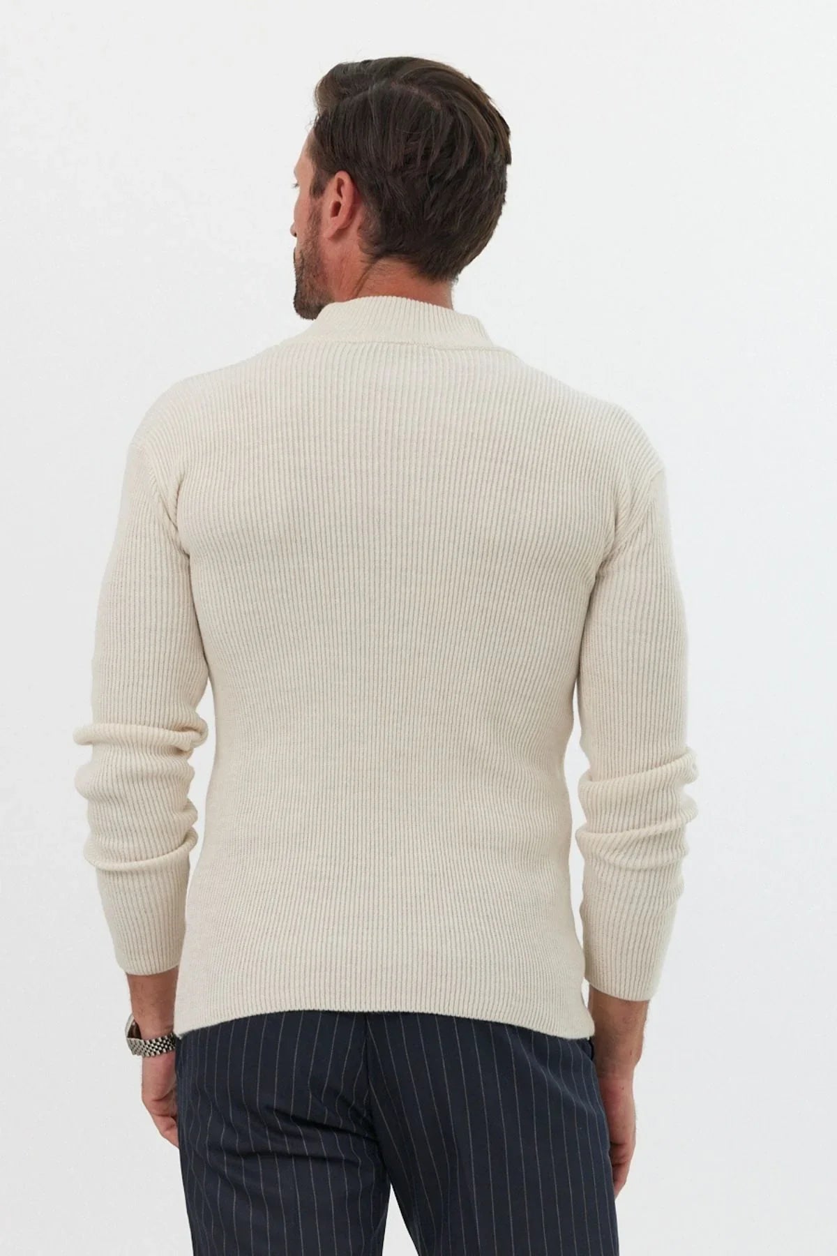 Erkek Yarım Boğazlı Balıkçı Yaka Slim Fit Triko Kazak - Livio Ferri