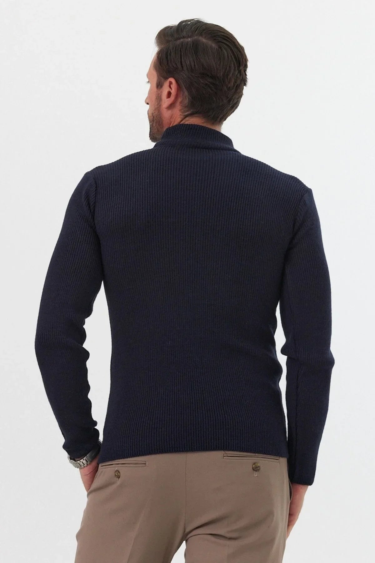 Erkek Yarım Boğazlı Balıkçı Yaka Slim Fit Triko Kazak - Livio Ferri