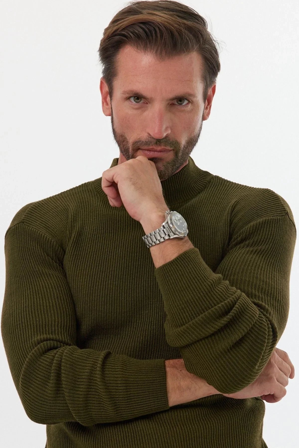 Erkek Yarım Boğazlı Balıkçı Yaka Slim Fit Triko Kazak - Livio Ferri