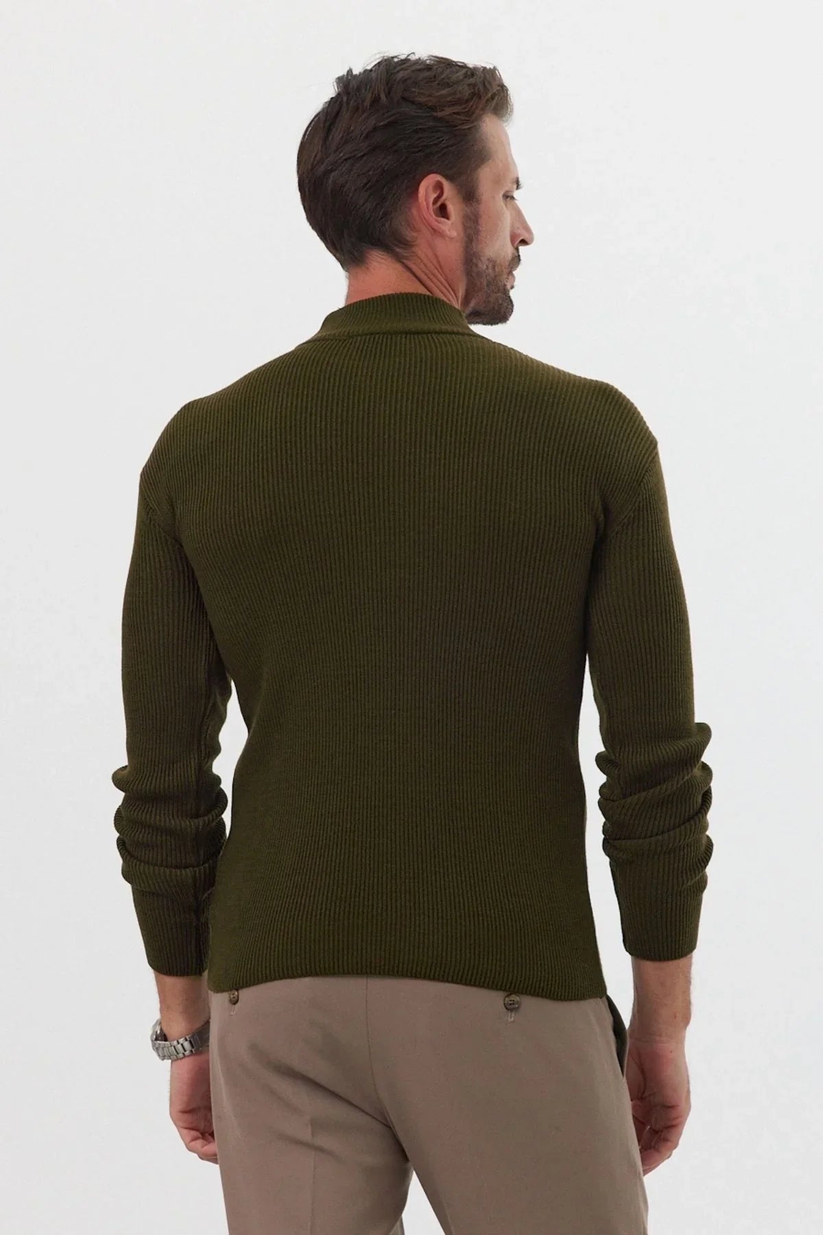 Erkek Yarım Boğazlı Balıkçı Yaka Slim Fit Triko Kazak - Livio Ferri