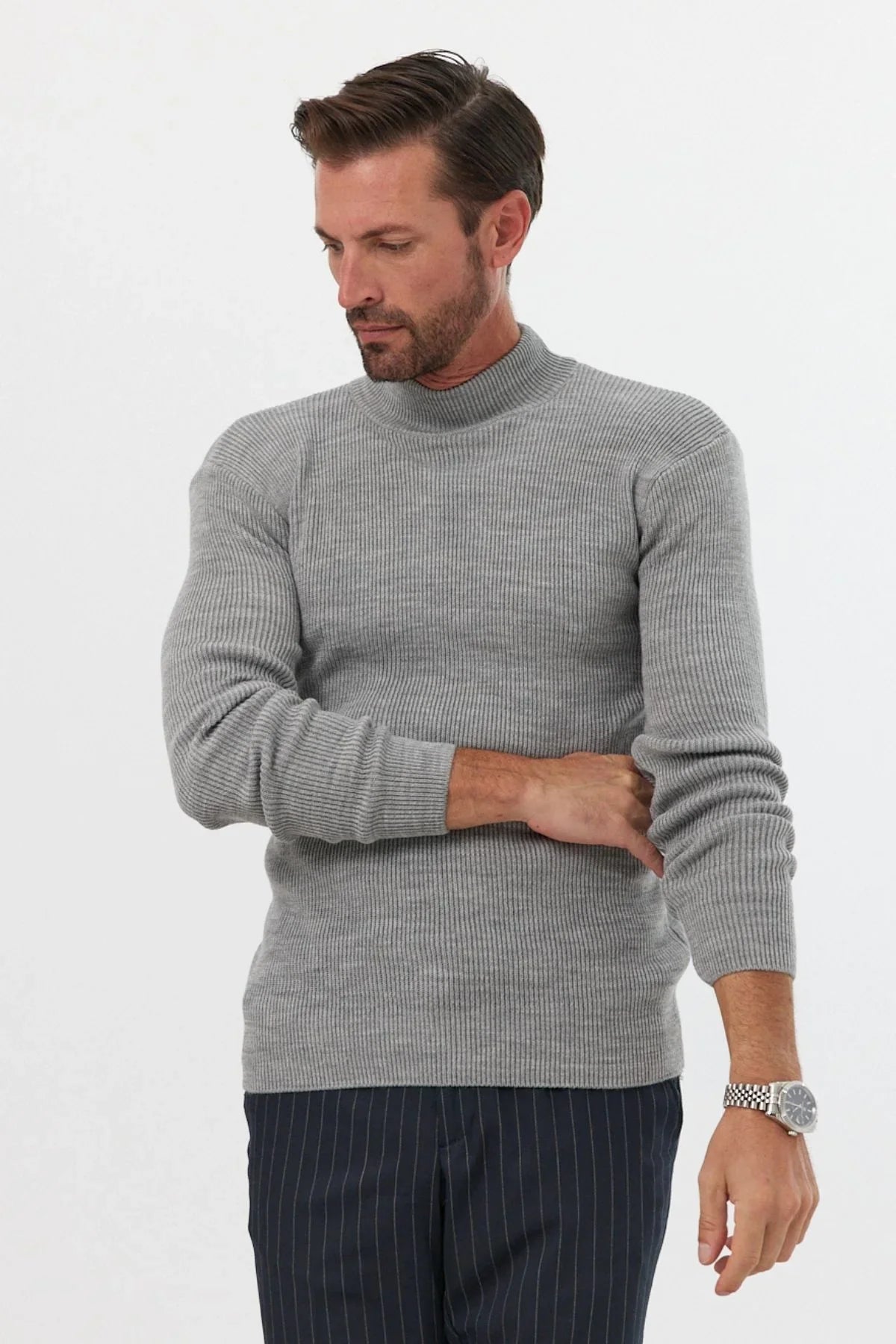 Erkek Yarım Boğazlı Balıkçı Yaka Slim Fit Triko Kazak - Livio Ferri