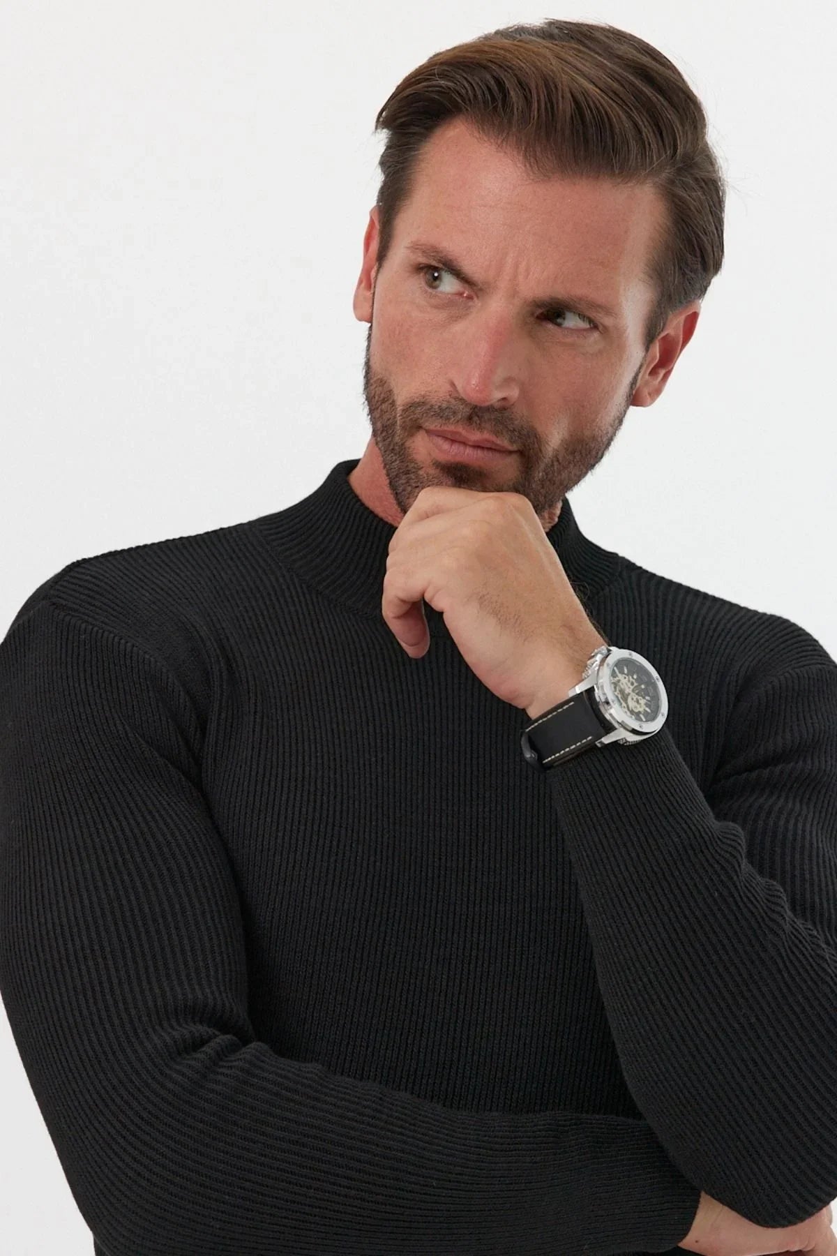 Erkek Yarım Boğazlı Balıkçı Yaka Slim Fit Triko Kazak - Livio Ferri