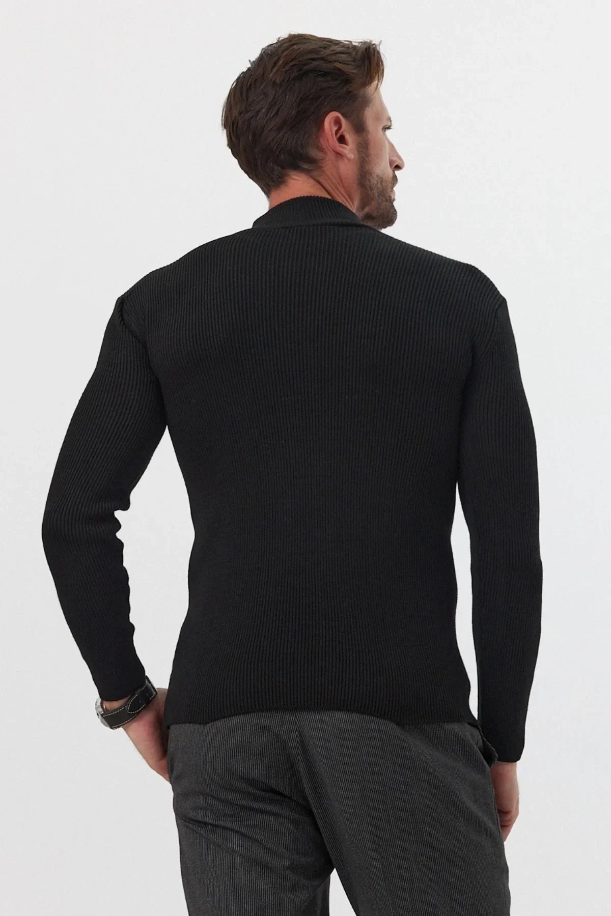 Erkek Yarım Boğazlı Balıkçı Yaka Slim Fit Triko Kazak - Livio Ferri