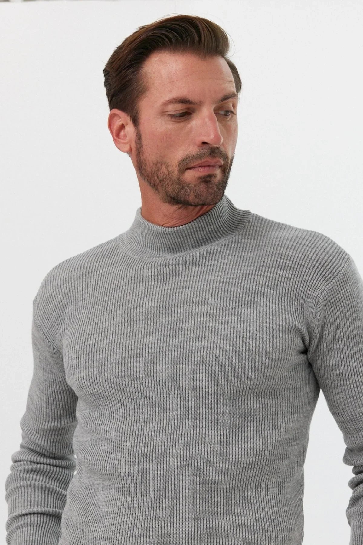 Erkek Yarım Boğazlı Balıkçı Yaka Slim Fit Triko Kazak - Livio Ferri