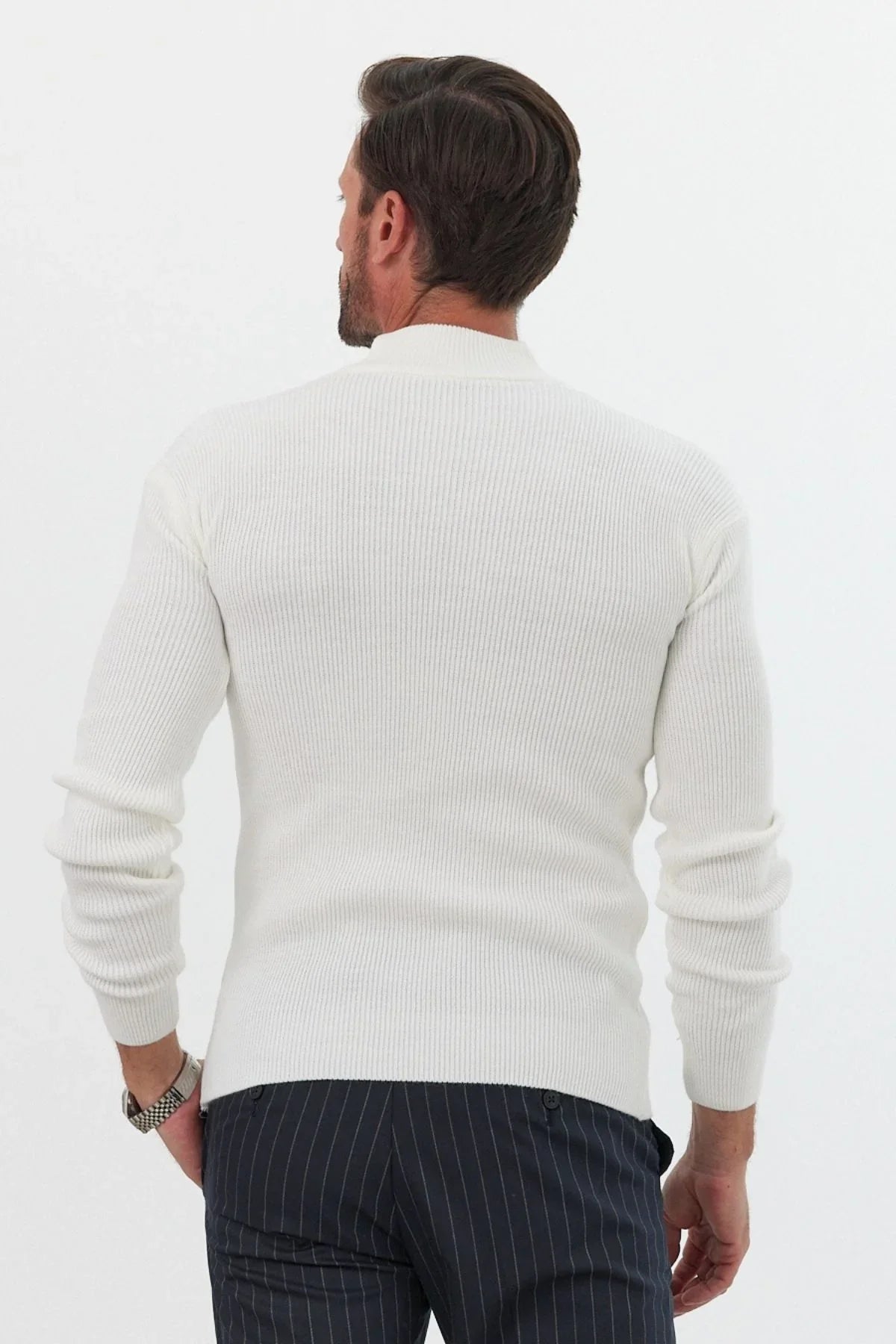 Erkek Yarım Boğazlı Balıkçı Yaka Slim Fit Triko Kazak - Livio Ferri