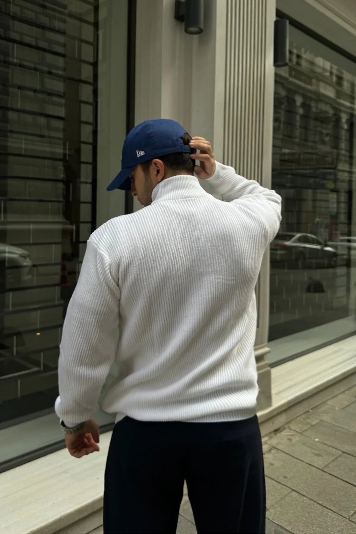 Erkek Yarım Fermuarlı Dik Yaka Kalın Kazak Triko - Livio Ferri