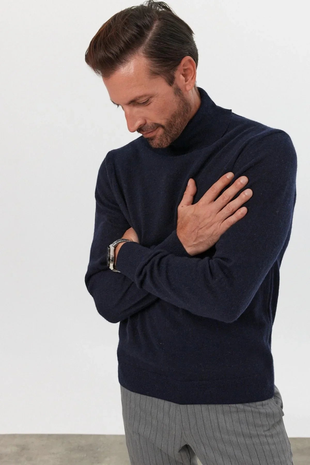 Erkek Yünlü Normal Kalıp Tam Balıkçı Yaka Triko Kazak - Livio Ferri