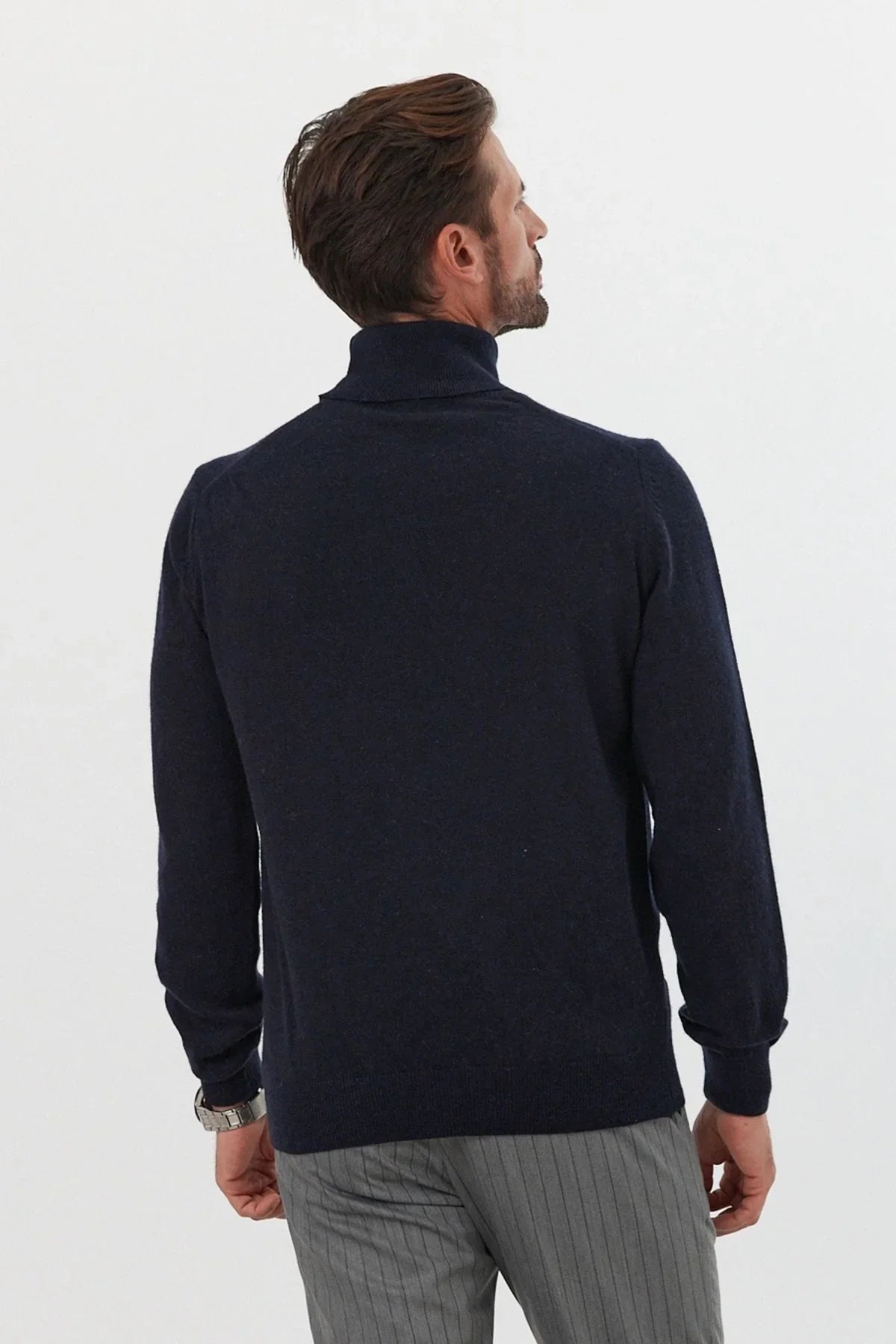 Erkek Yünlü Normal Kalıp Tam Balıkçı Yaka Triko Kazak - Livio Ferri