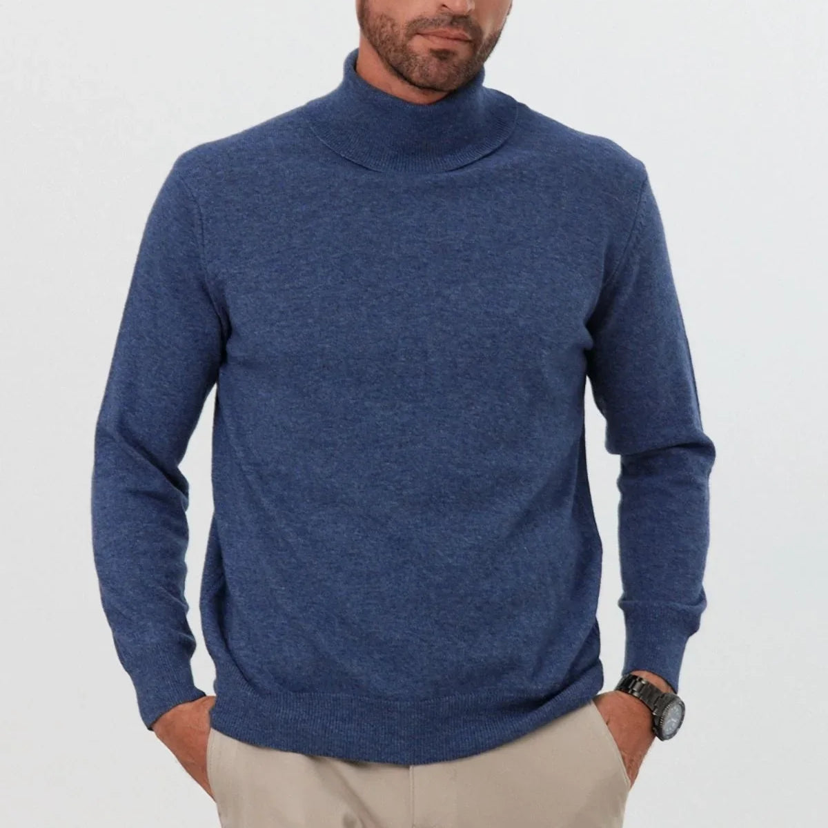 Erkek Yünlü Normal Kalıp Tam Balıkçı Yaka Triko Kazak - Livio Ferri