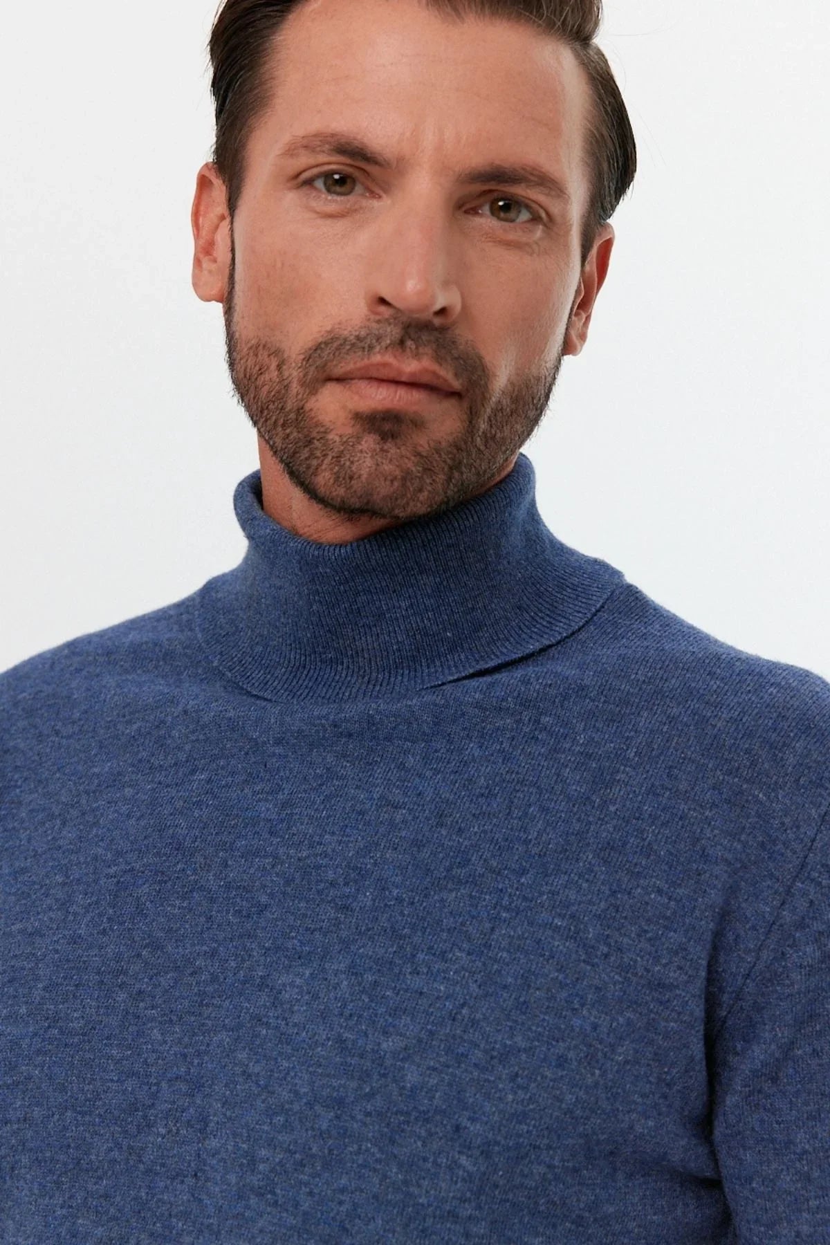 Erkek Yünlü Normal Kalıp Tam Balıkçı Yaka Triko Kazak - Livio Ferri