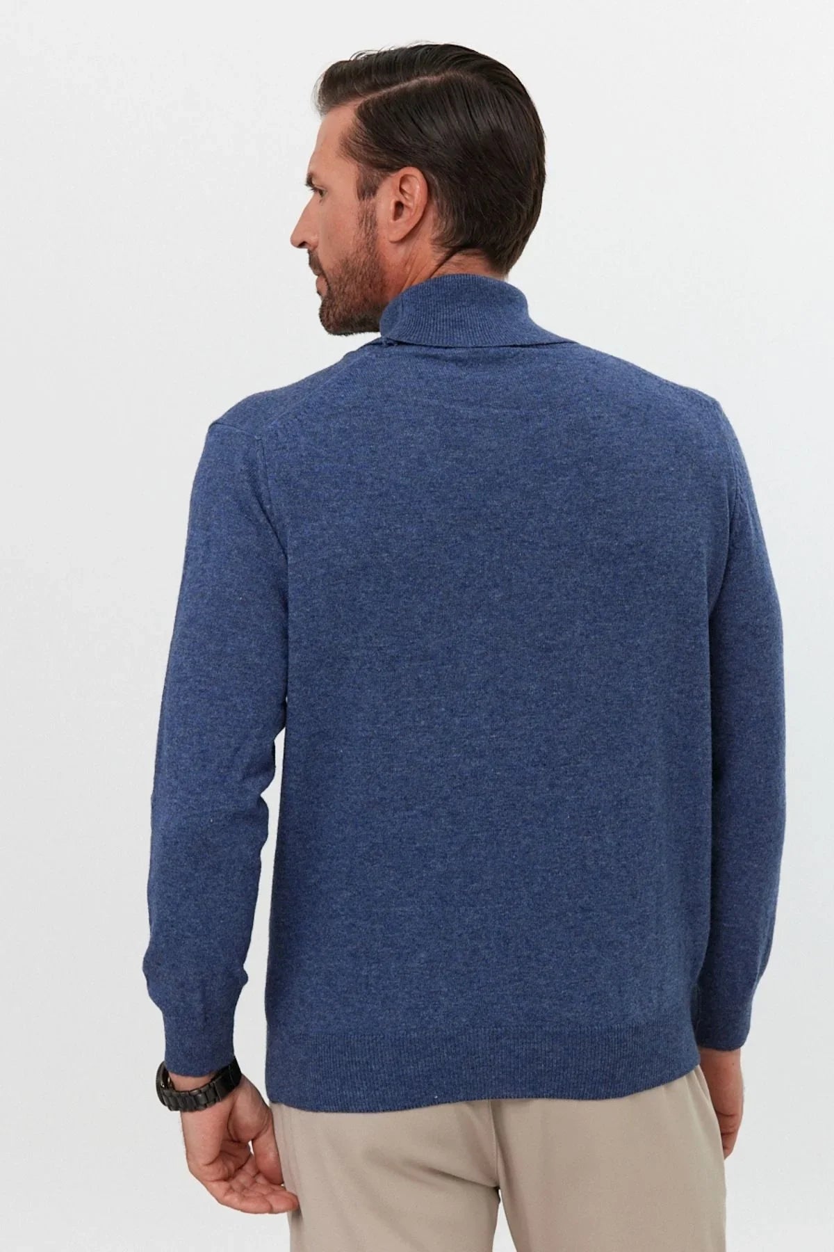 Erkek Yünlü Normal Kalıp Tam Balıkçı Yaka Triko Kazak - Livio Ferri